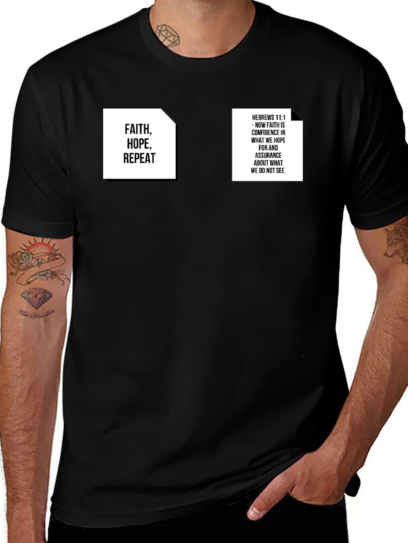 Faith Hope Repeat Graphic Tee - Black