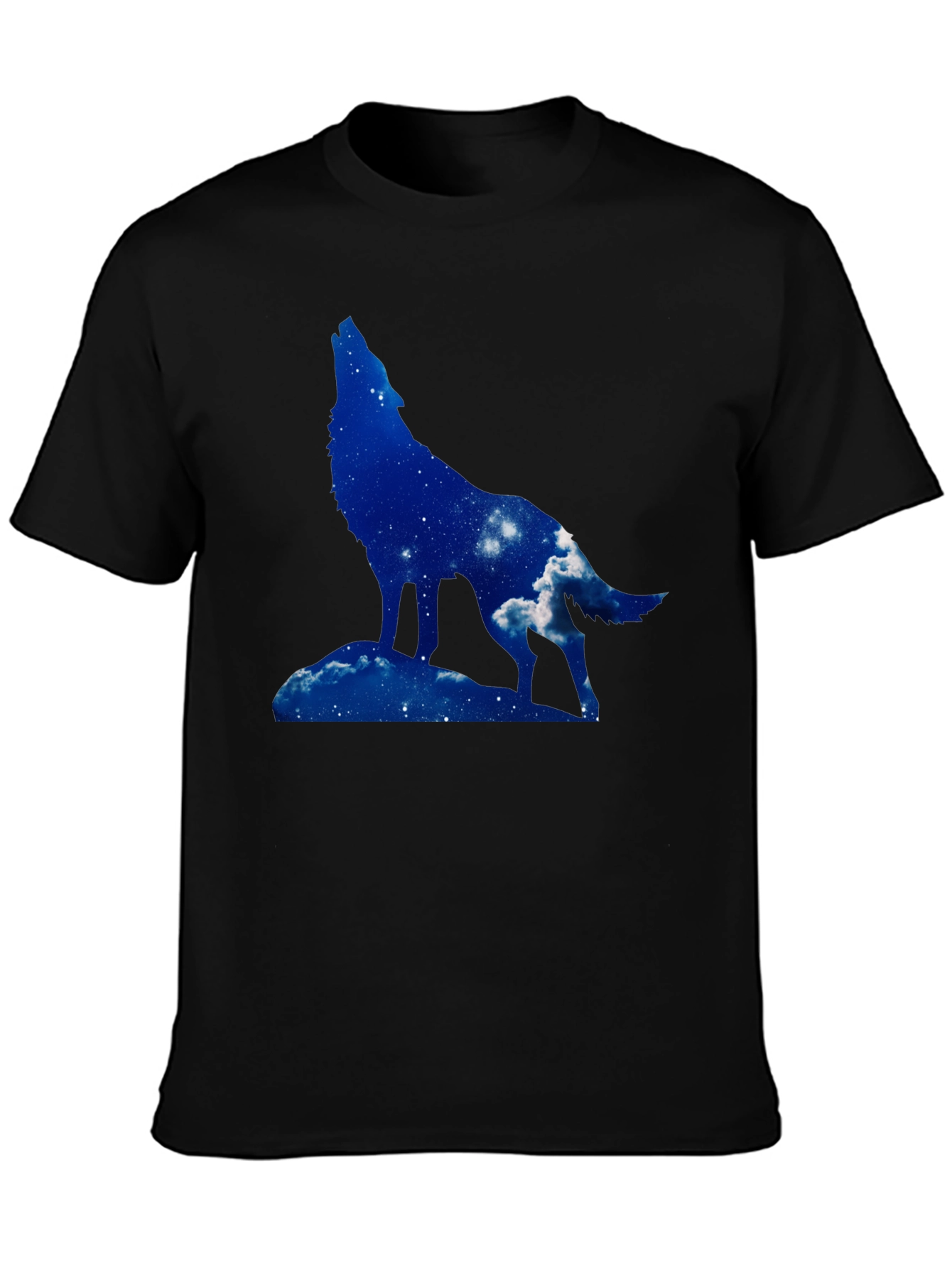 Wolf Silhouette Graphic Tee - Night Sky Design