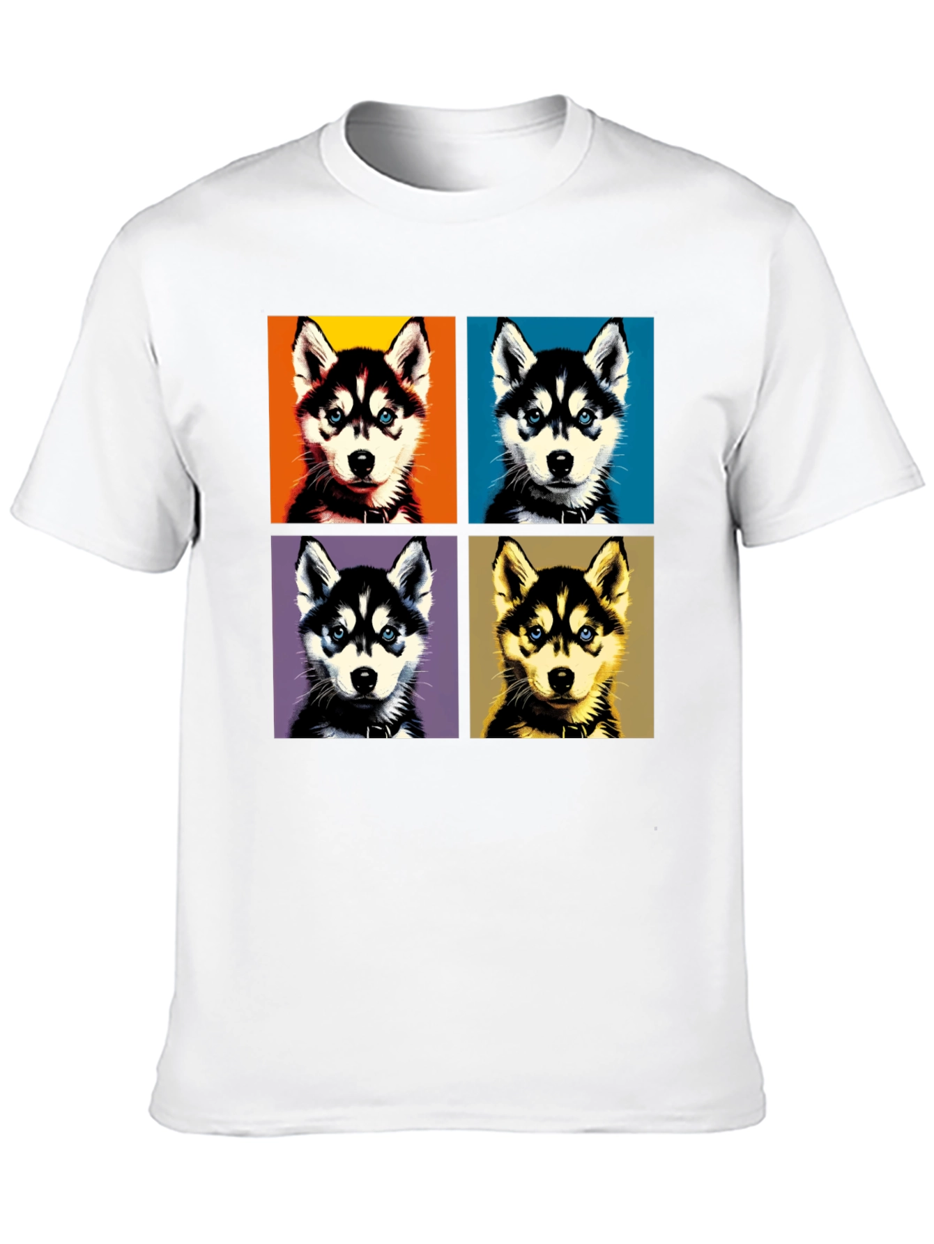 Husky Pop Art Graphic Tee - Unisex Black T-Shirt