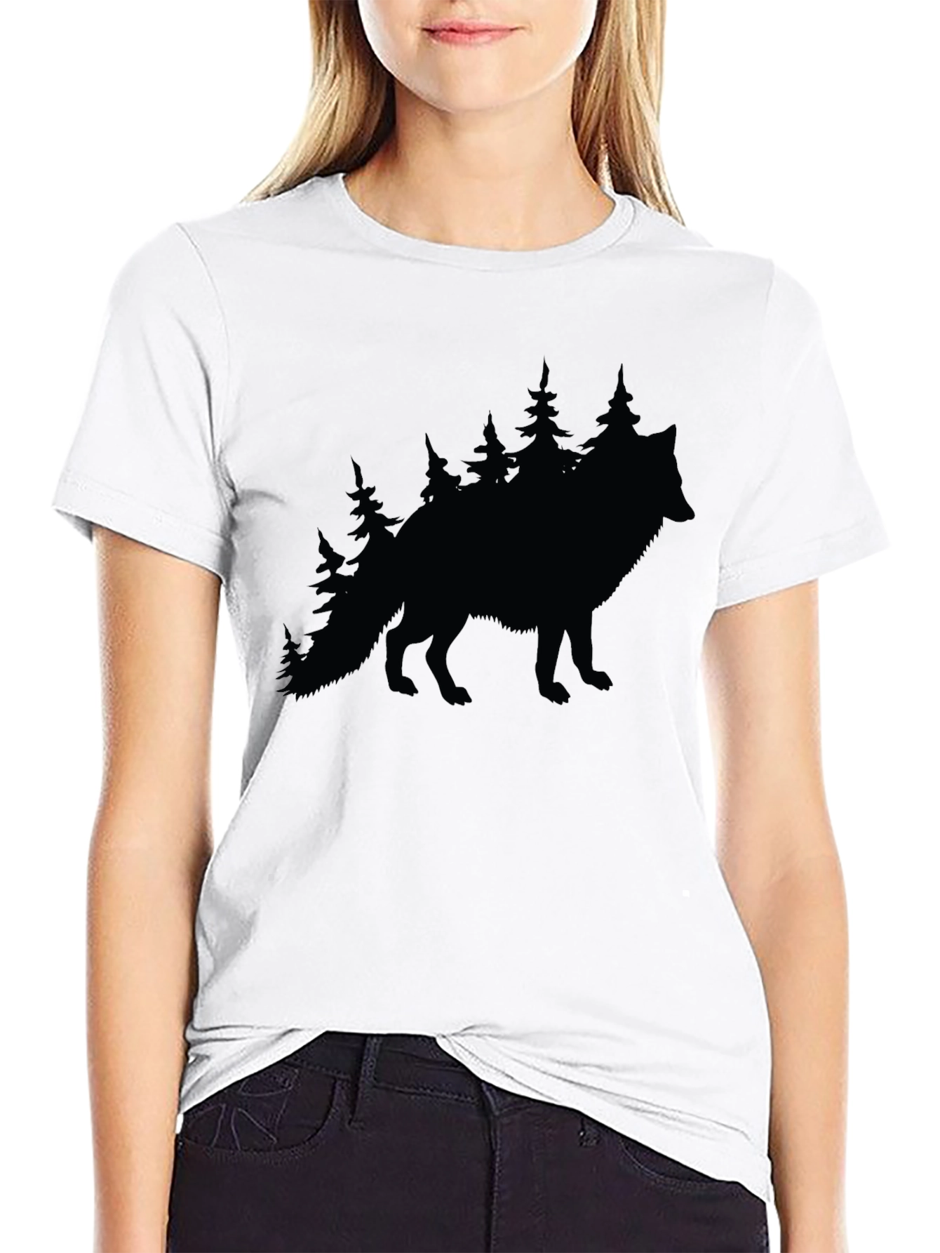 Wolf & Trees Graphic Tee - Black