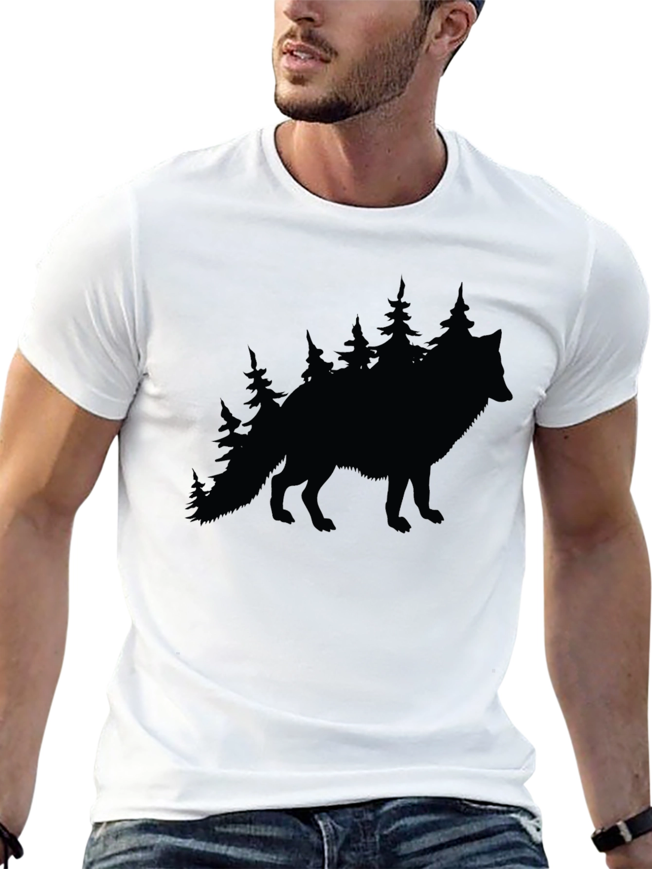 Wolf & Trees Graphic Tee - Black