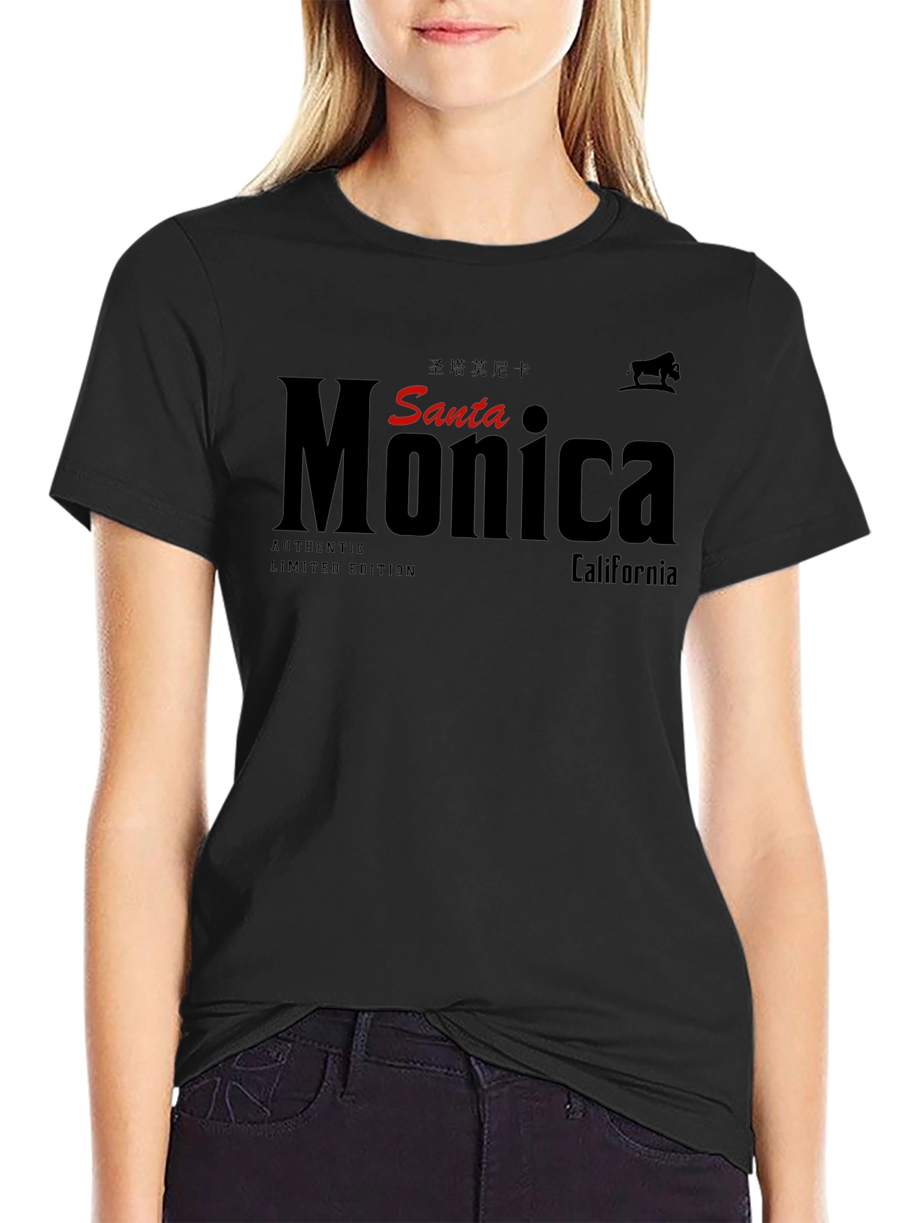 Santa Monica Black Graphic Tee
