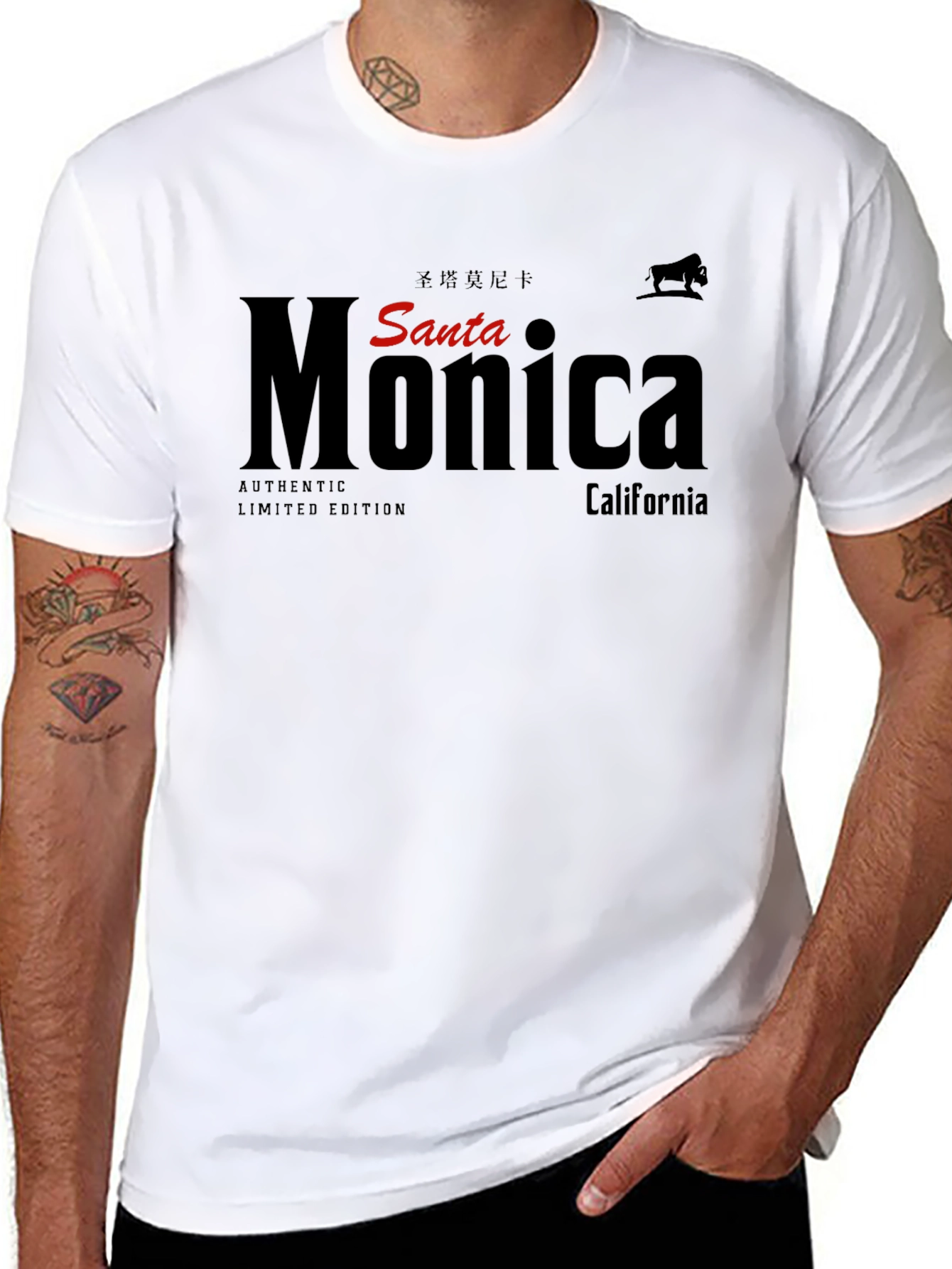 Santa Monica Black Graphic Tee
