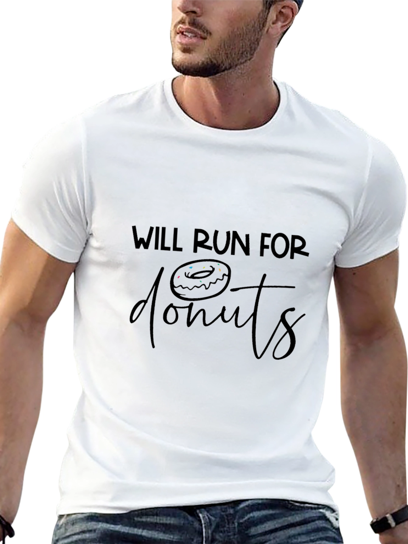 Will Run for Donuts Black Graphic Tee