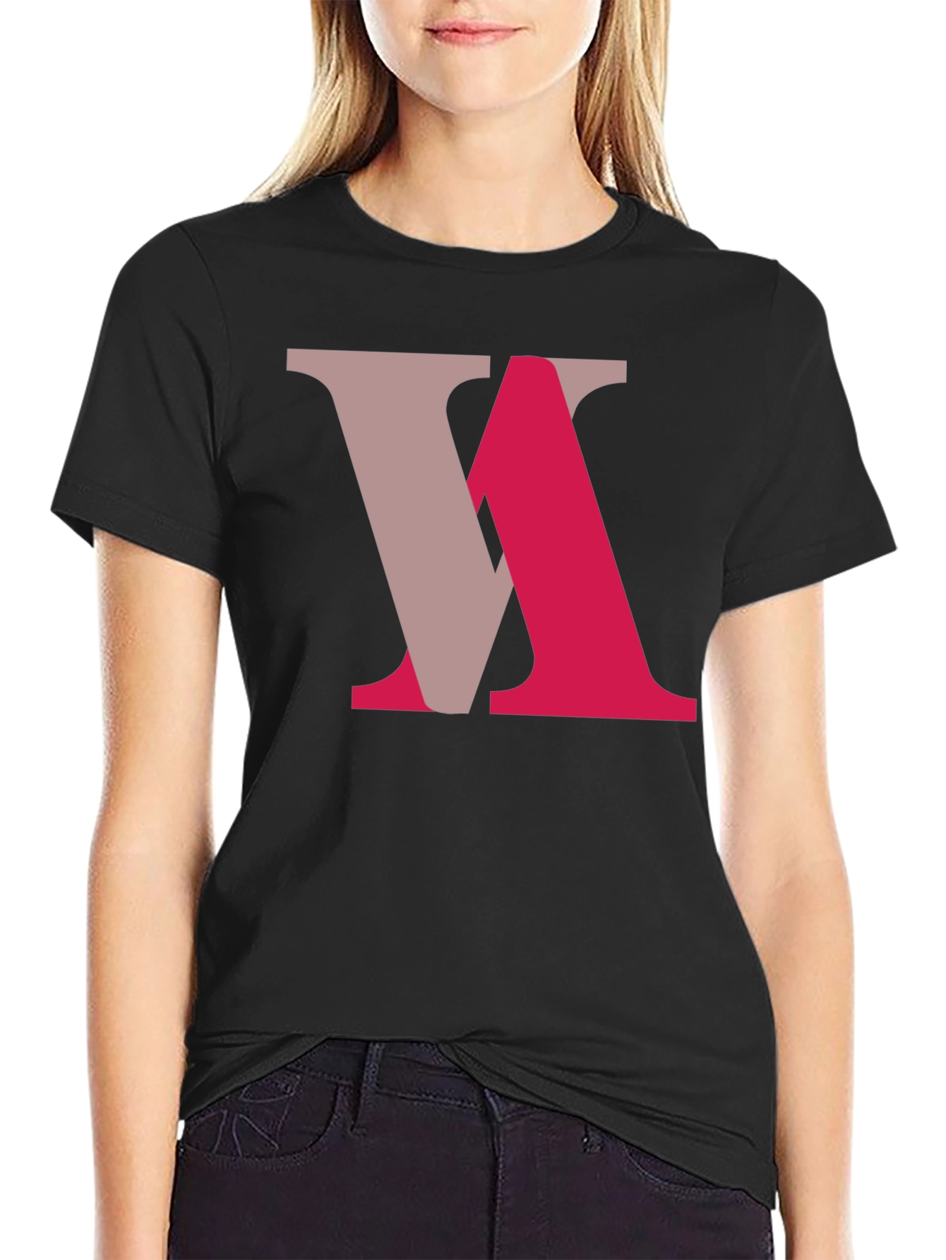 Abstract Letter Graphic Tee - Black