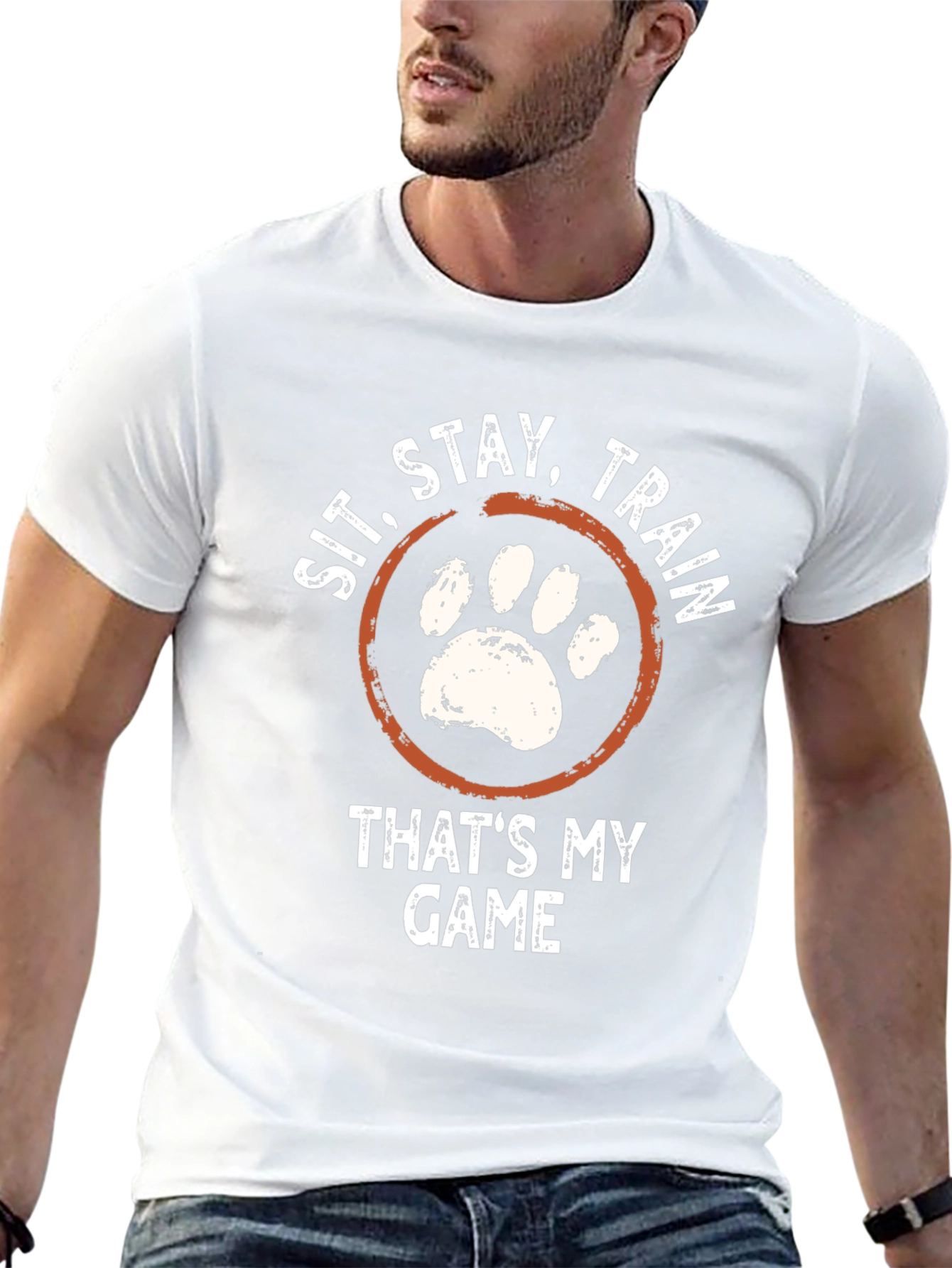 Sit Stay Train Dog Paw T-Shirt