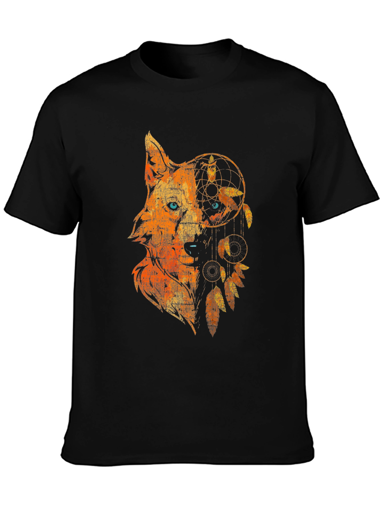 Wolf Dreamcatcher Graphic Tee - Black