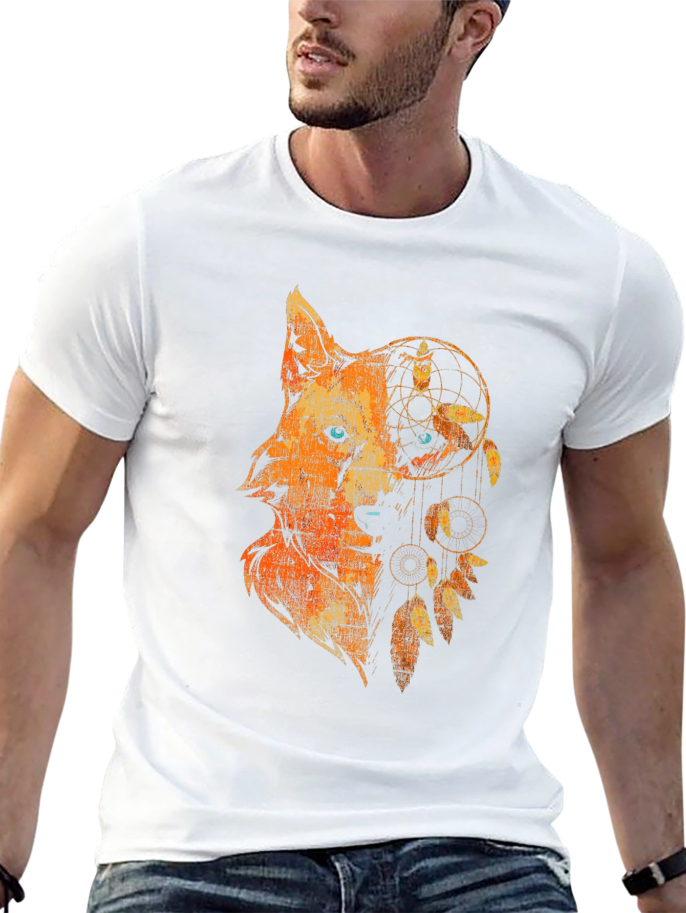 Wolf Dreamcatcher Graphic Tee - Black
