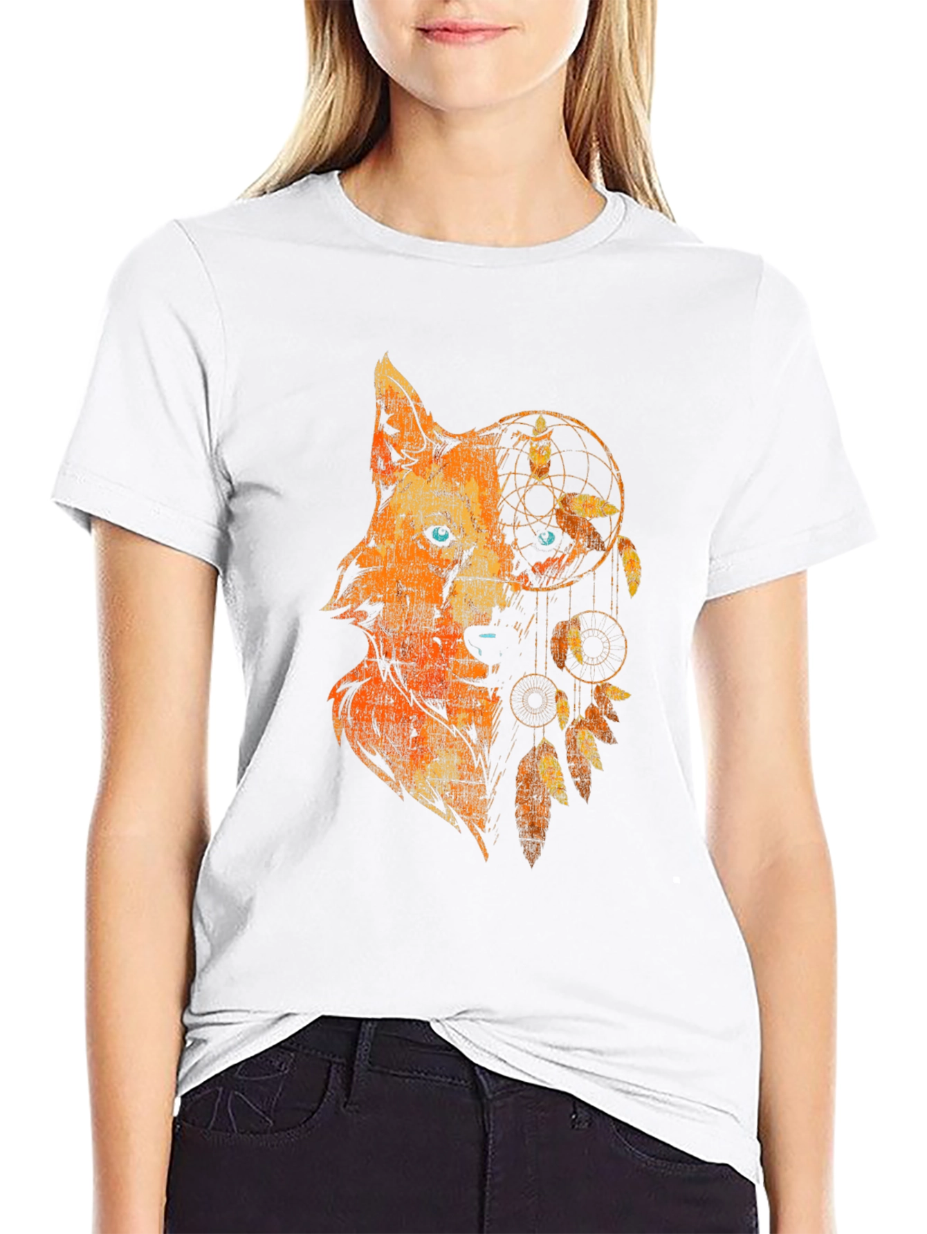 Wolf Dreamcatcher Graphic Tee - Black
