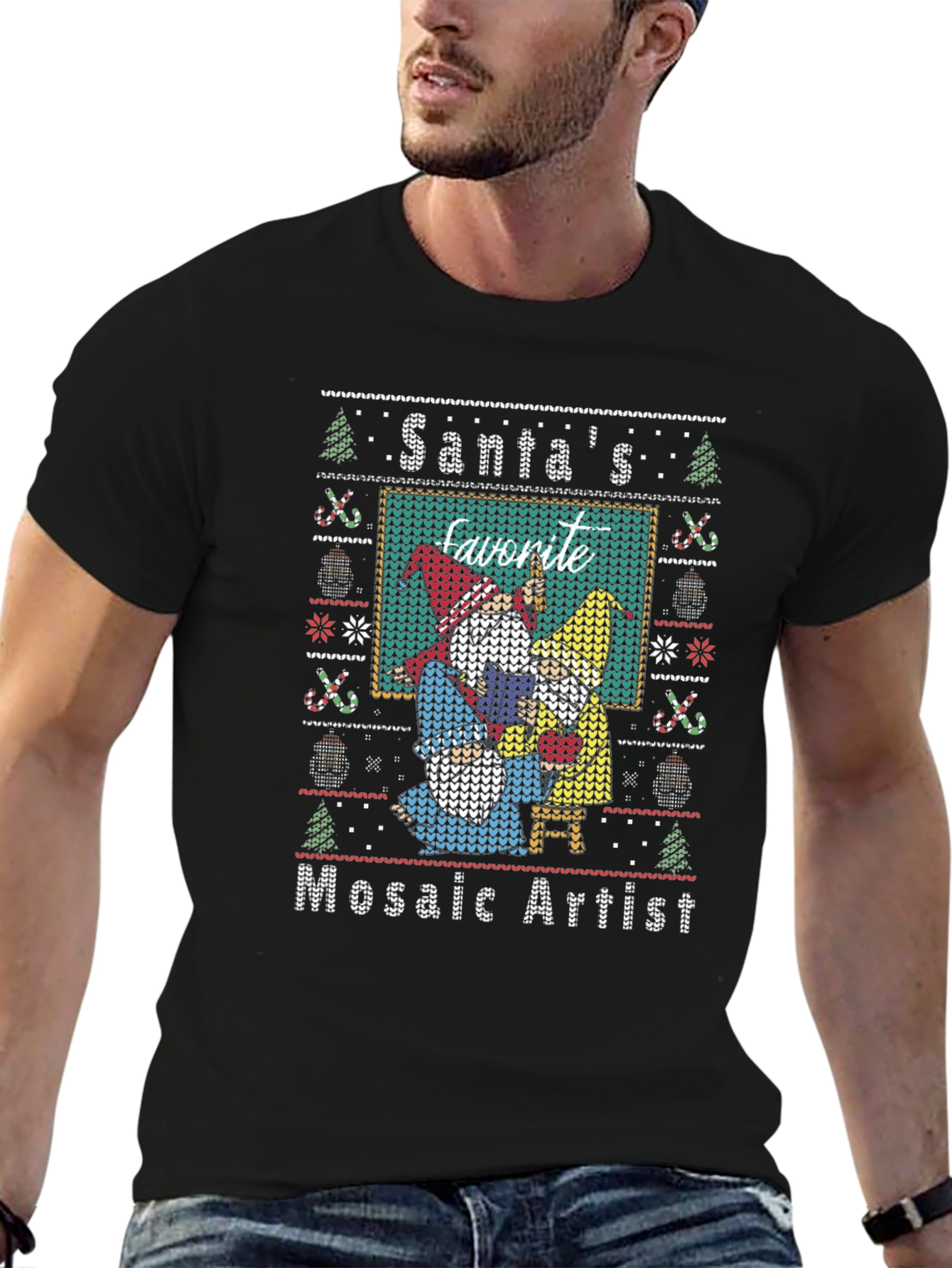 Santas Favorite Mosaic Artist Ugly Christmas Sweater T-Shirt