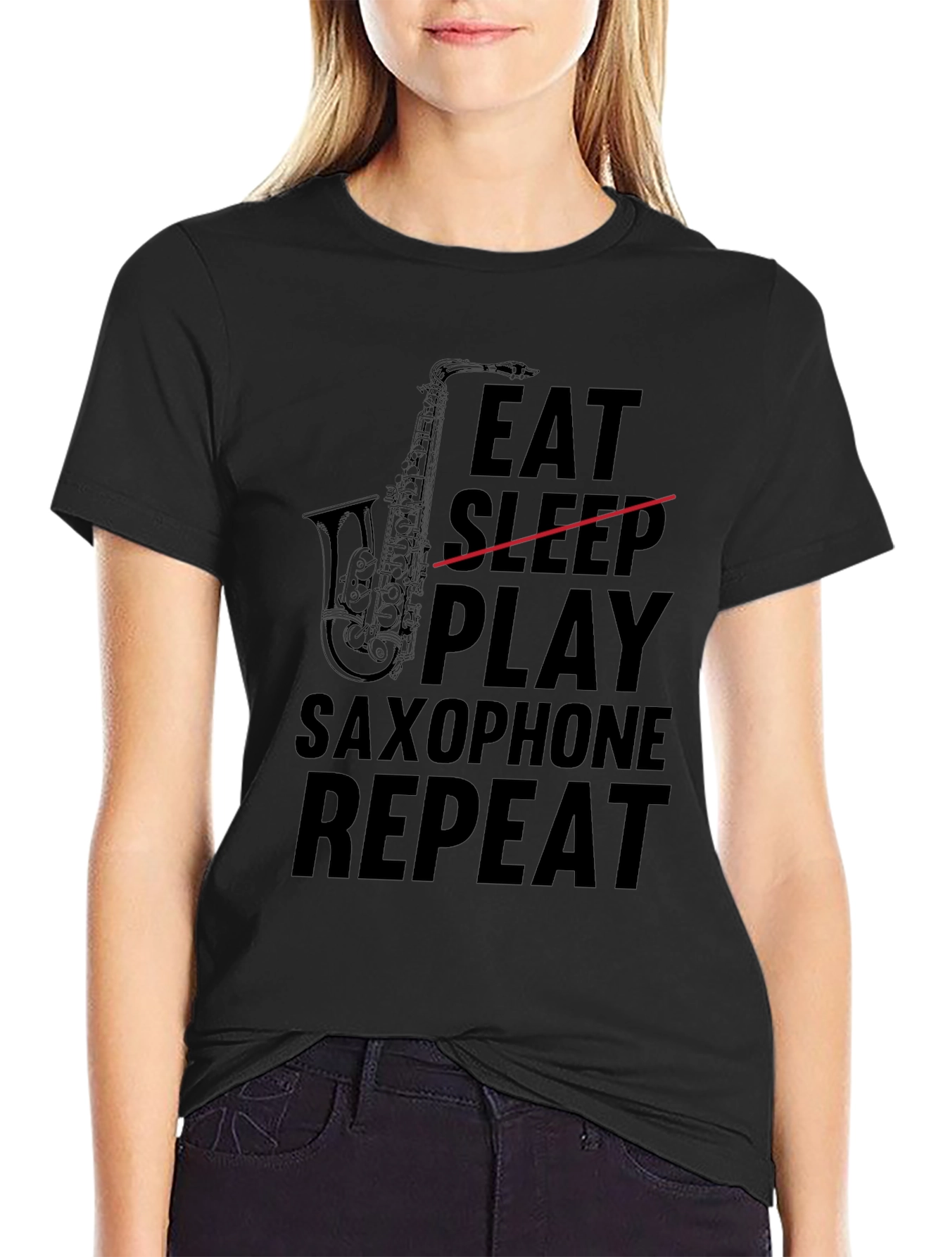 Eat Sleep Play Saxophone Repeat Graphic Tee