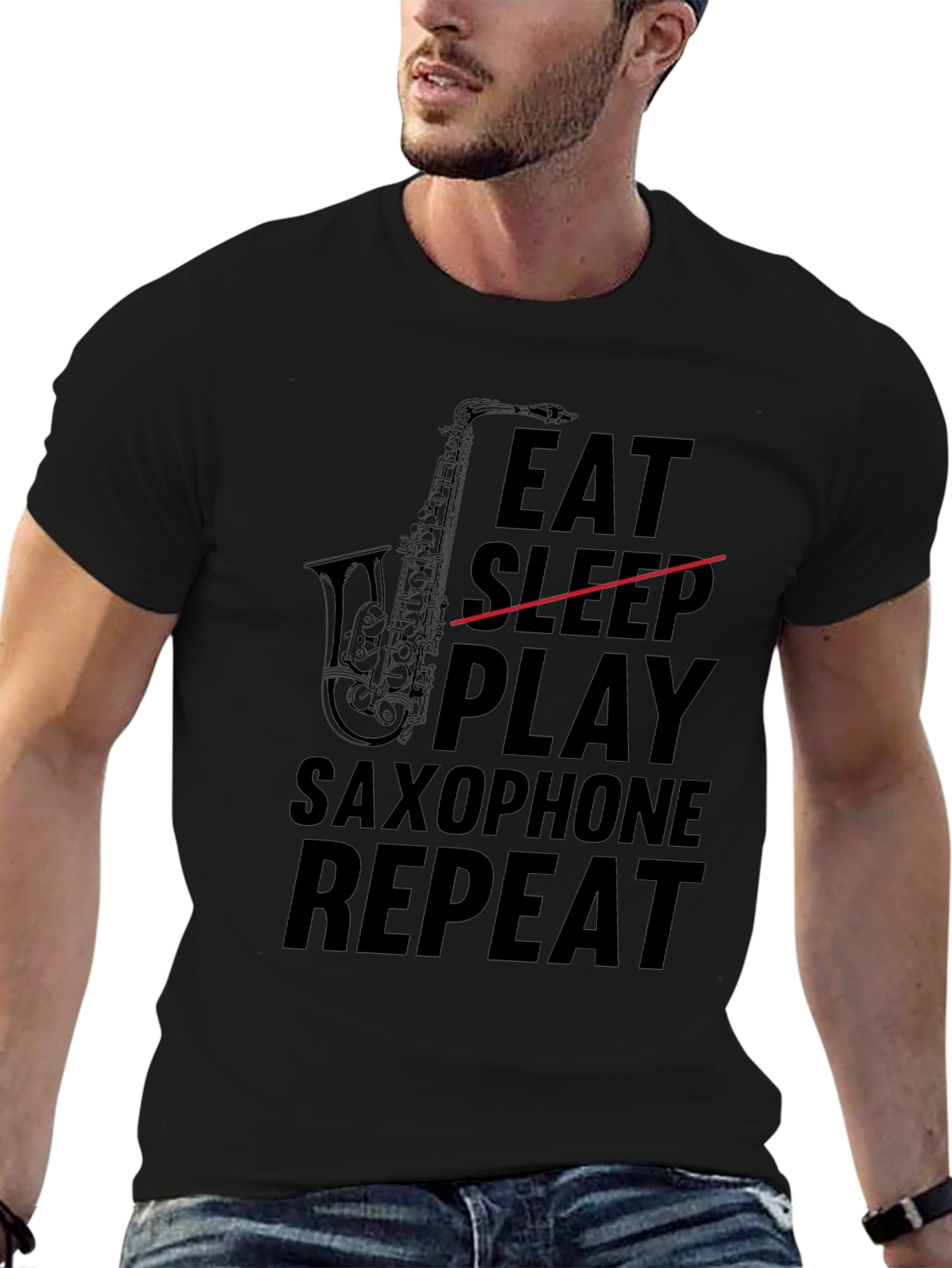 Eat Sleep Play Saxophone Repeat Graphic Tee