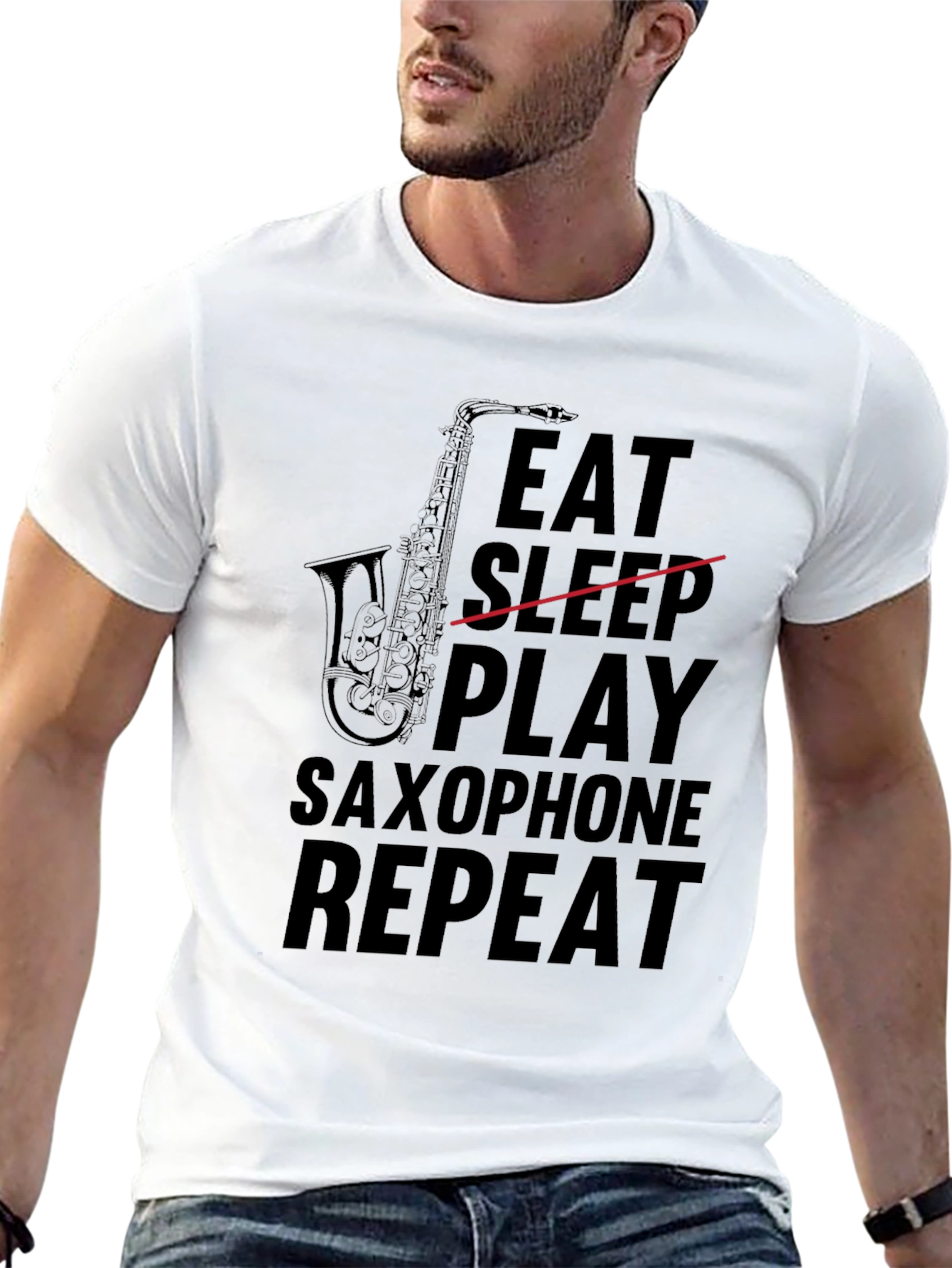 Eat Sleep Play Saxophone Repeat Graphic Tee