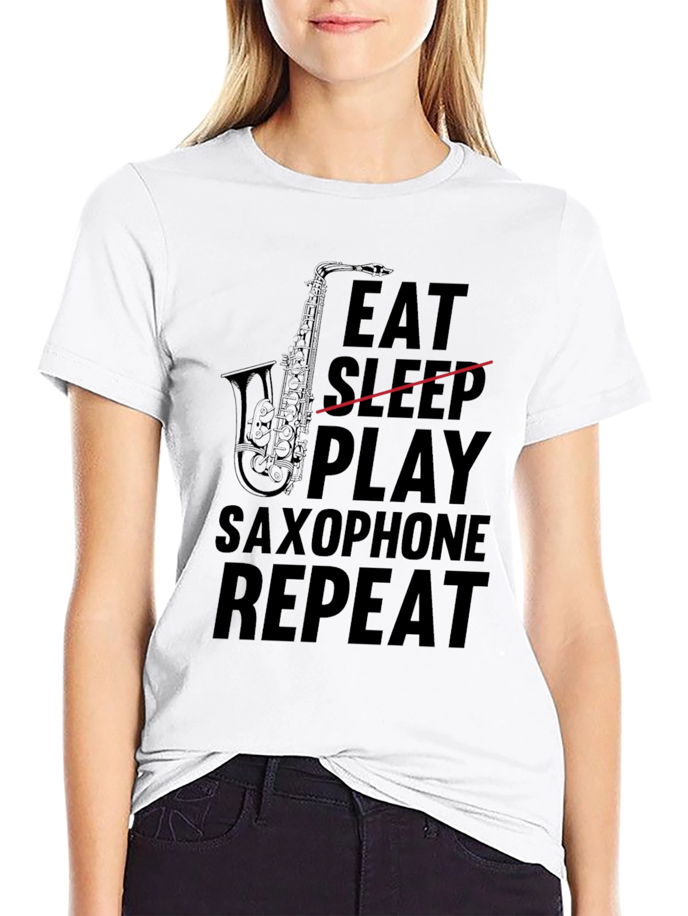 Eat Sleep Play Saxophone Repeat Graphic Tee