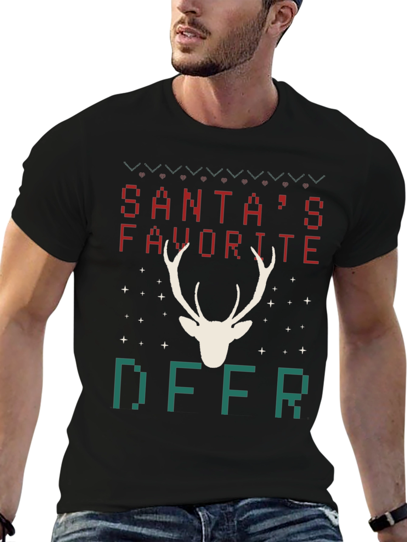 Santas Favorite Deer Christmas T-Shirt