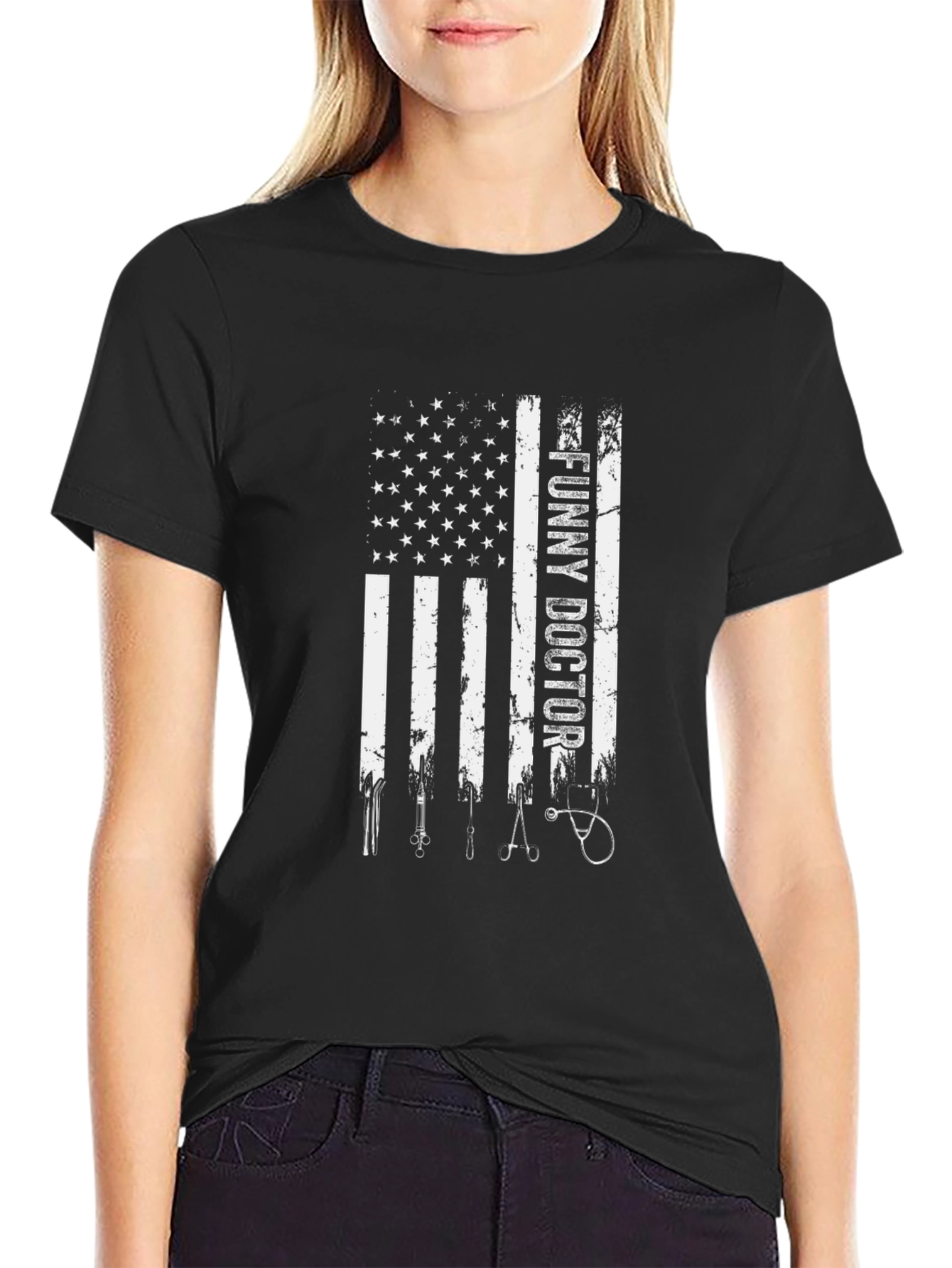 Funny Doctor American Flag Graphic Tee