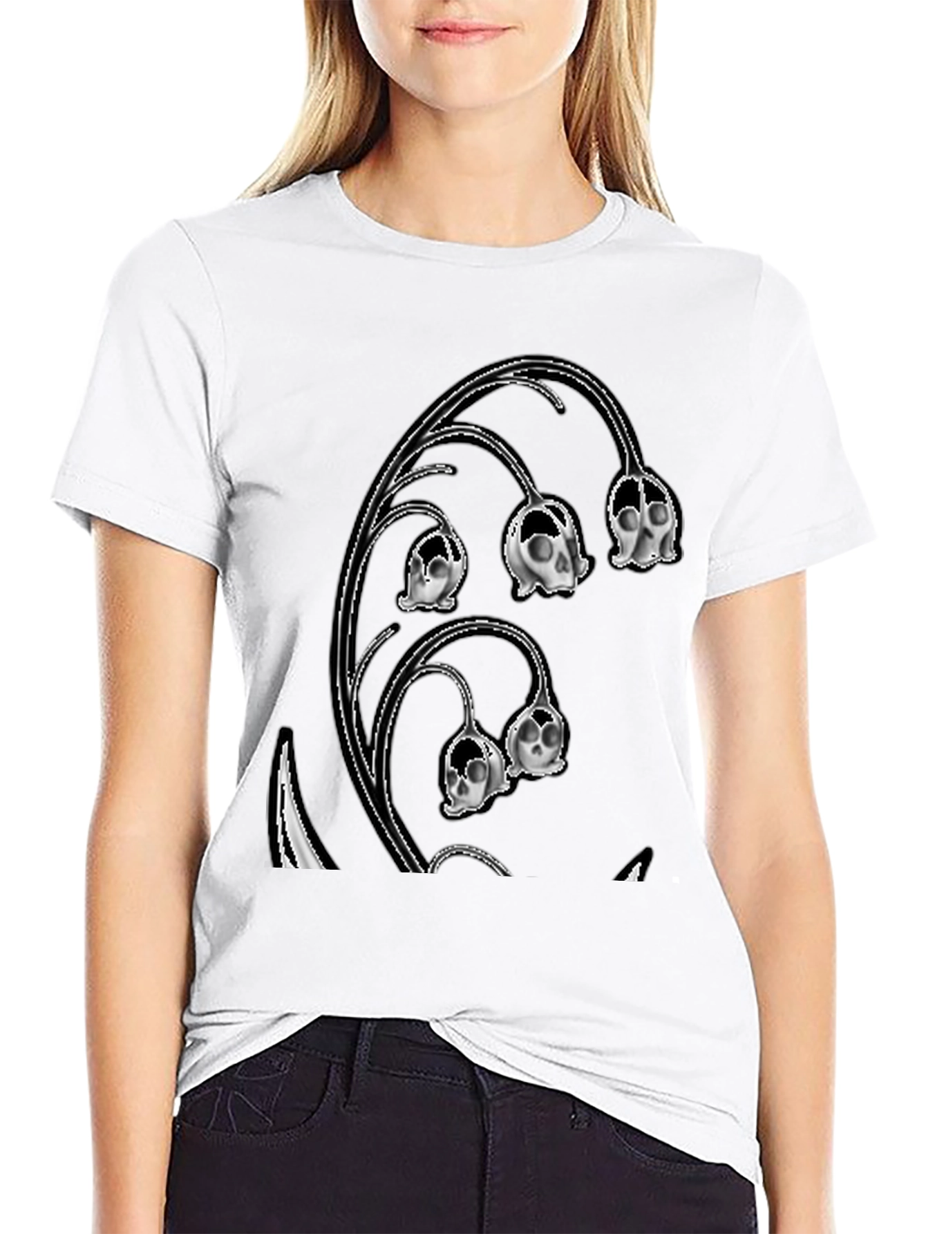 Skull Lily of the Valley Black T-Shirt