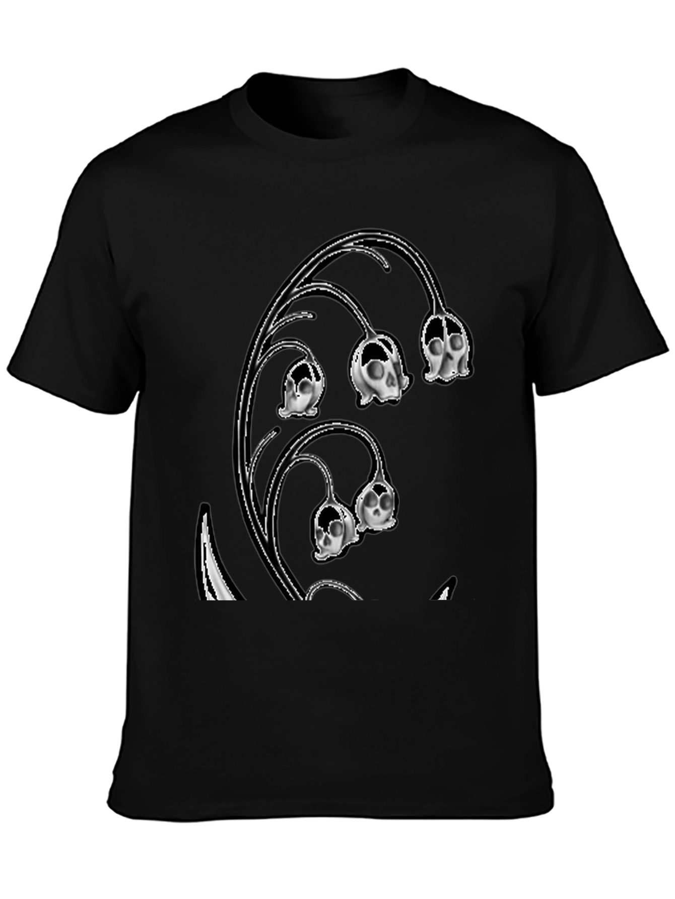 Skull Lily of the Valley Black T-Shirt