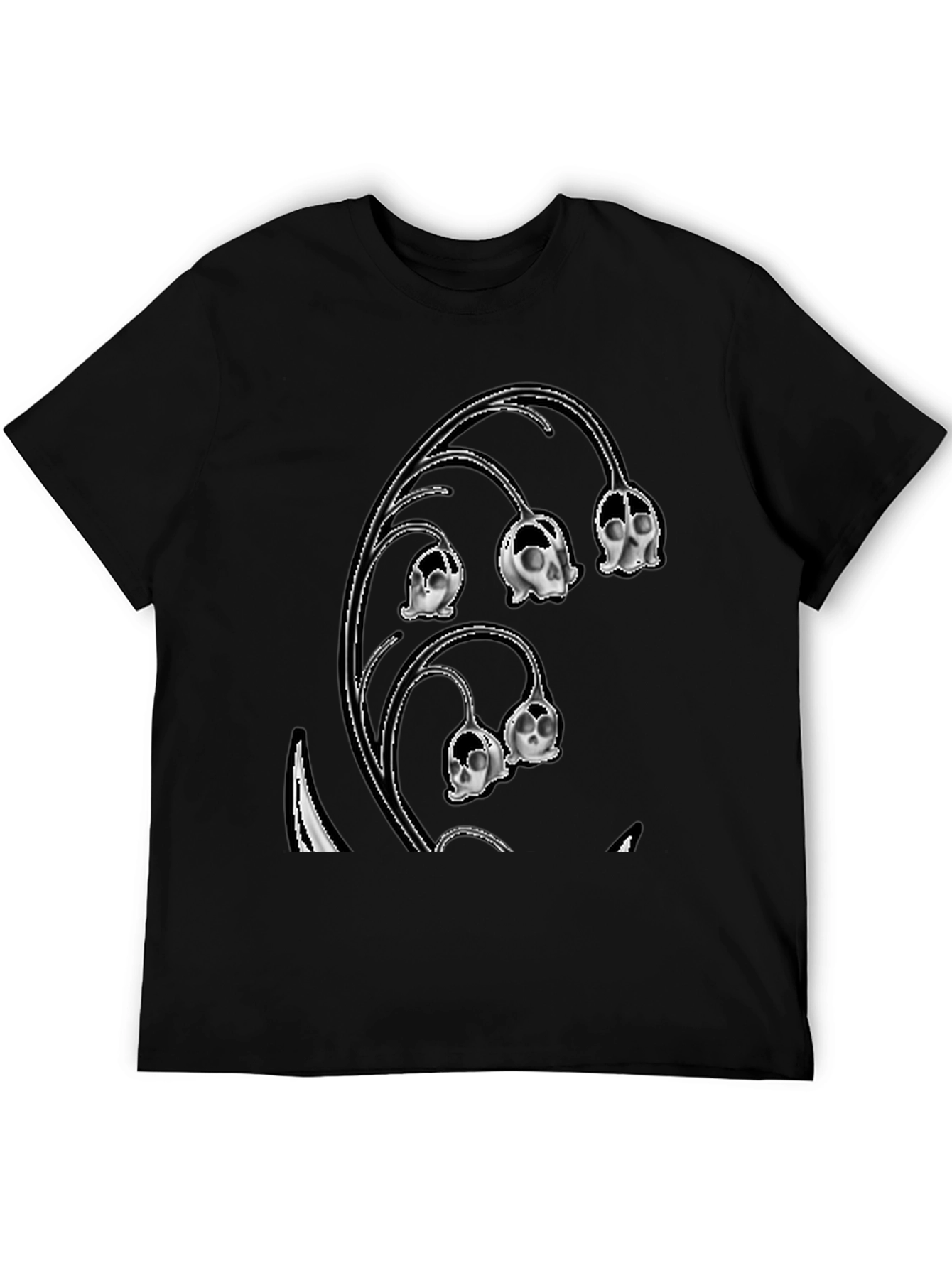 Skull Lily of the Valley Black T-Shirt