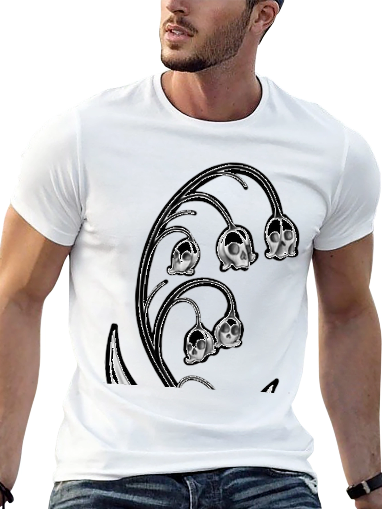 Skull Lily of the Valley Black T-Shirt
