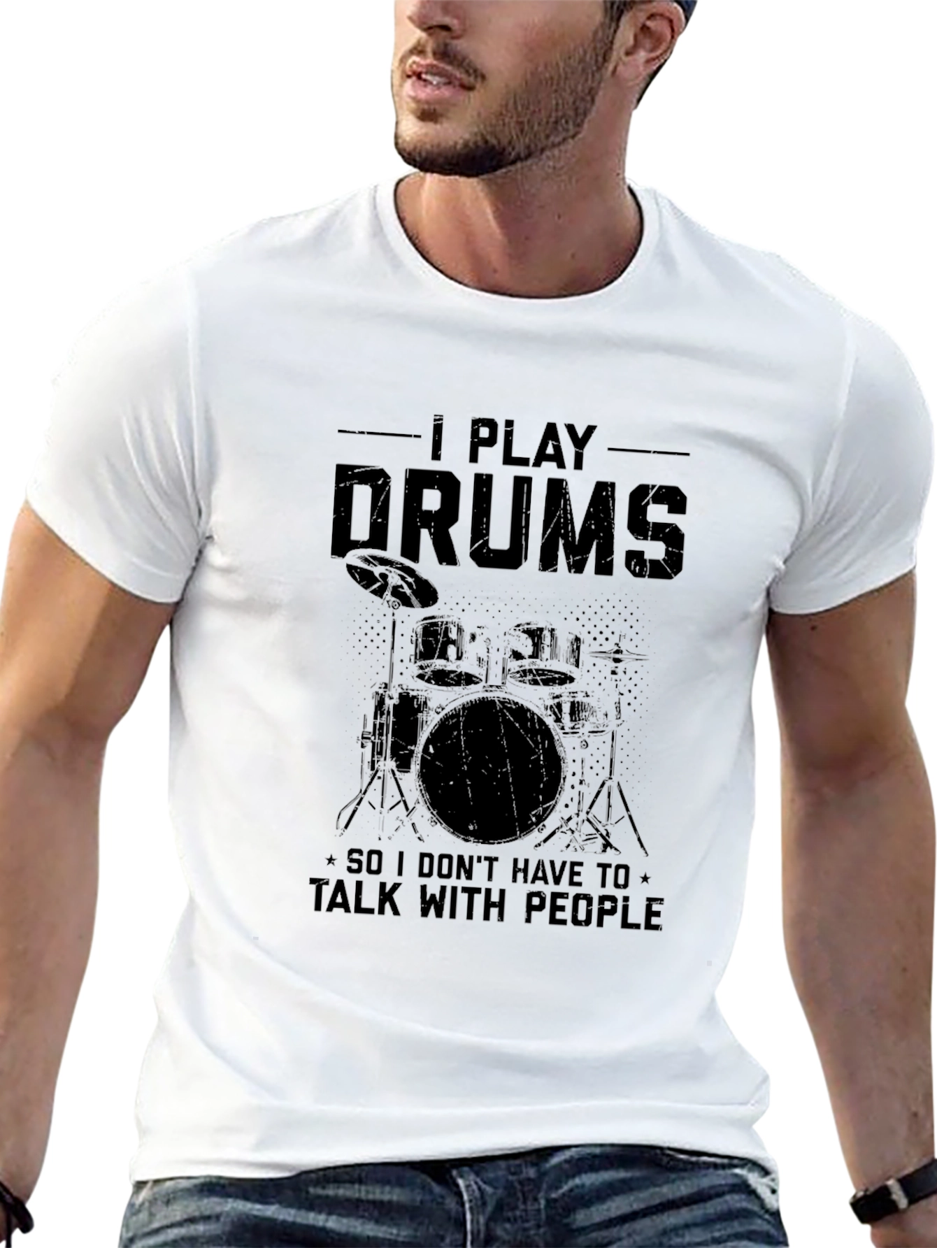 I Play Drums Graphic Tee - Introvert Musician T-Shirt