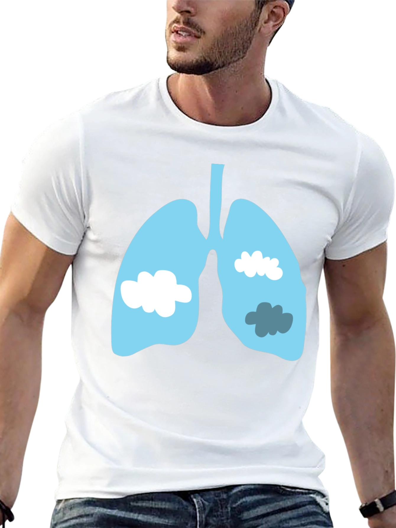 Lungs & Clouds Graphic Tee - Black Cotton T-Shirt