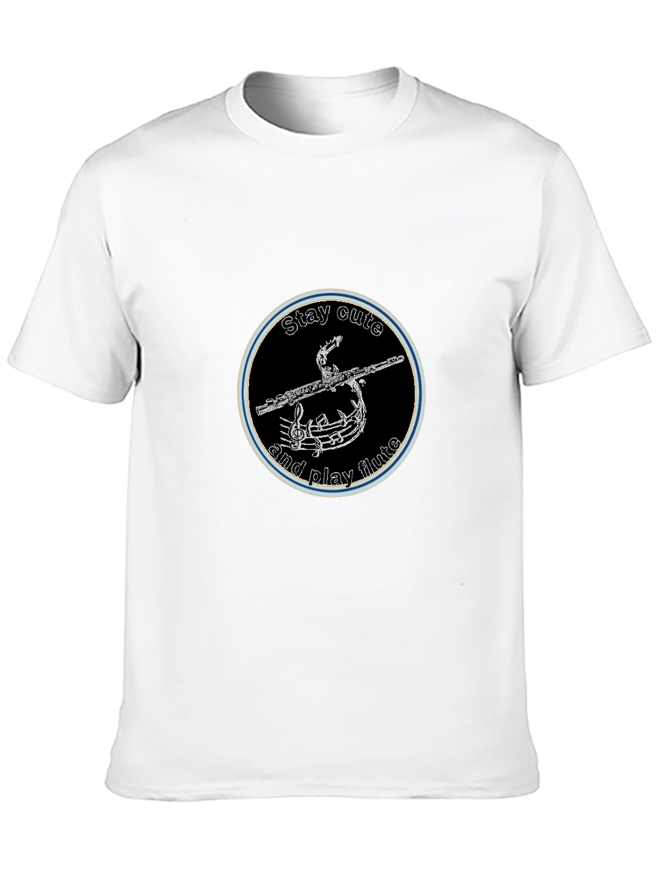 Stay Cute and Play Flute Black Graphic Tee