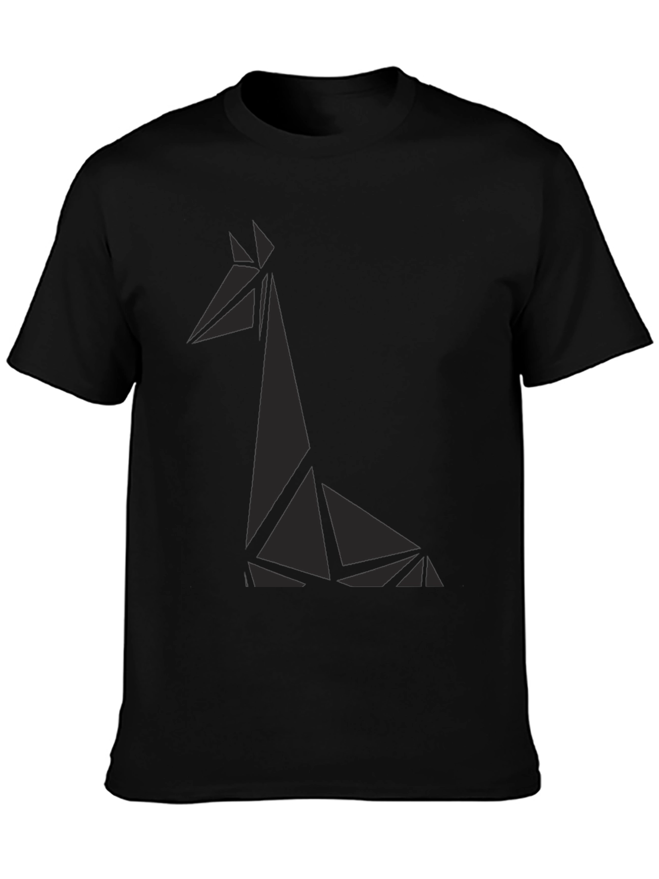 Geometric Giraffe Graphic Tee - Black