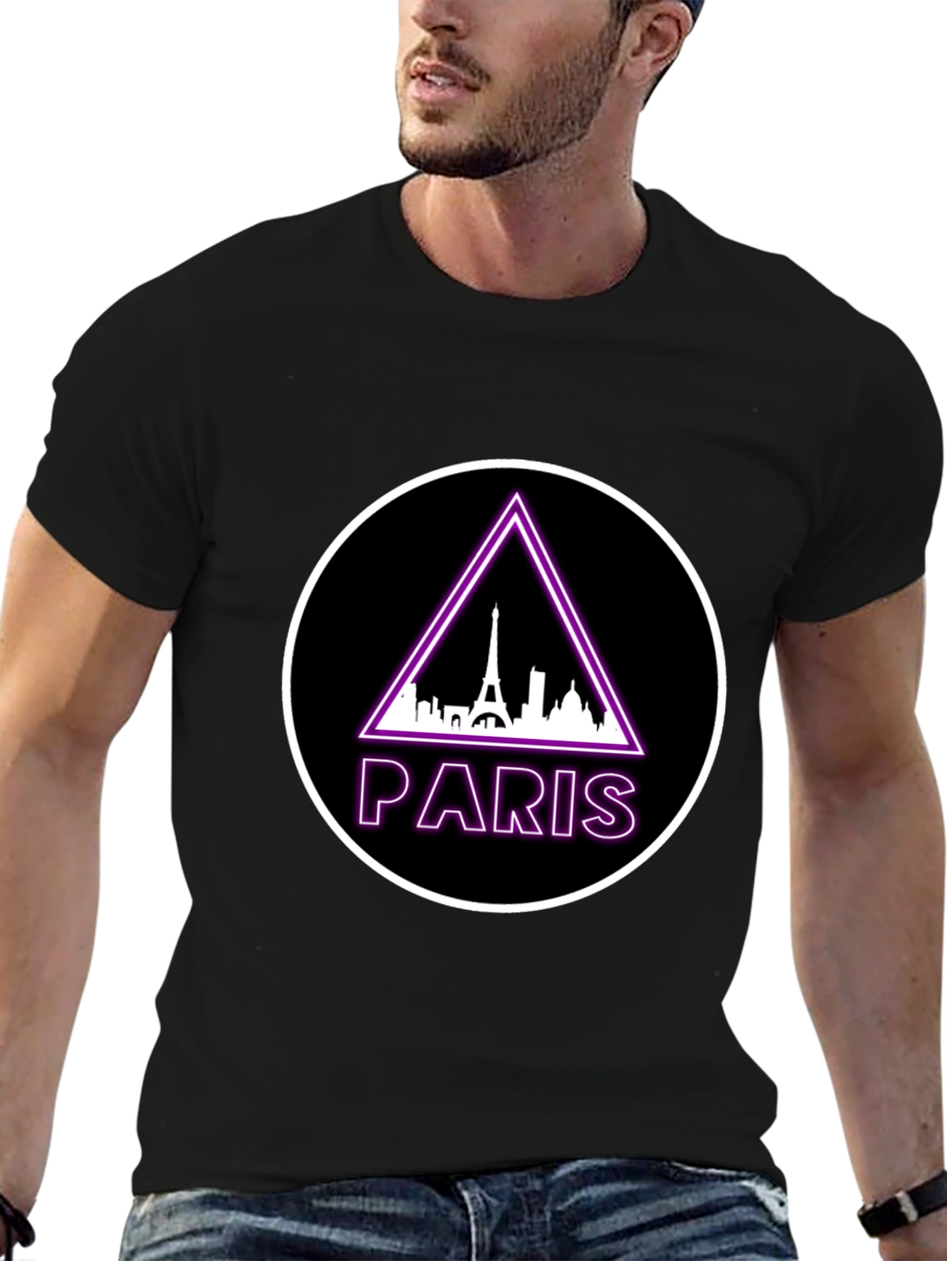 Paris Eiffel Tower Graphic Tee - Black