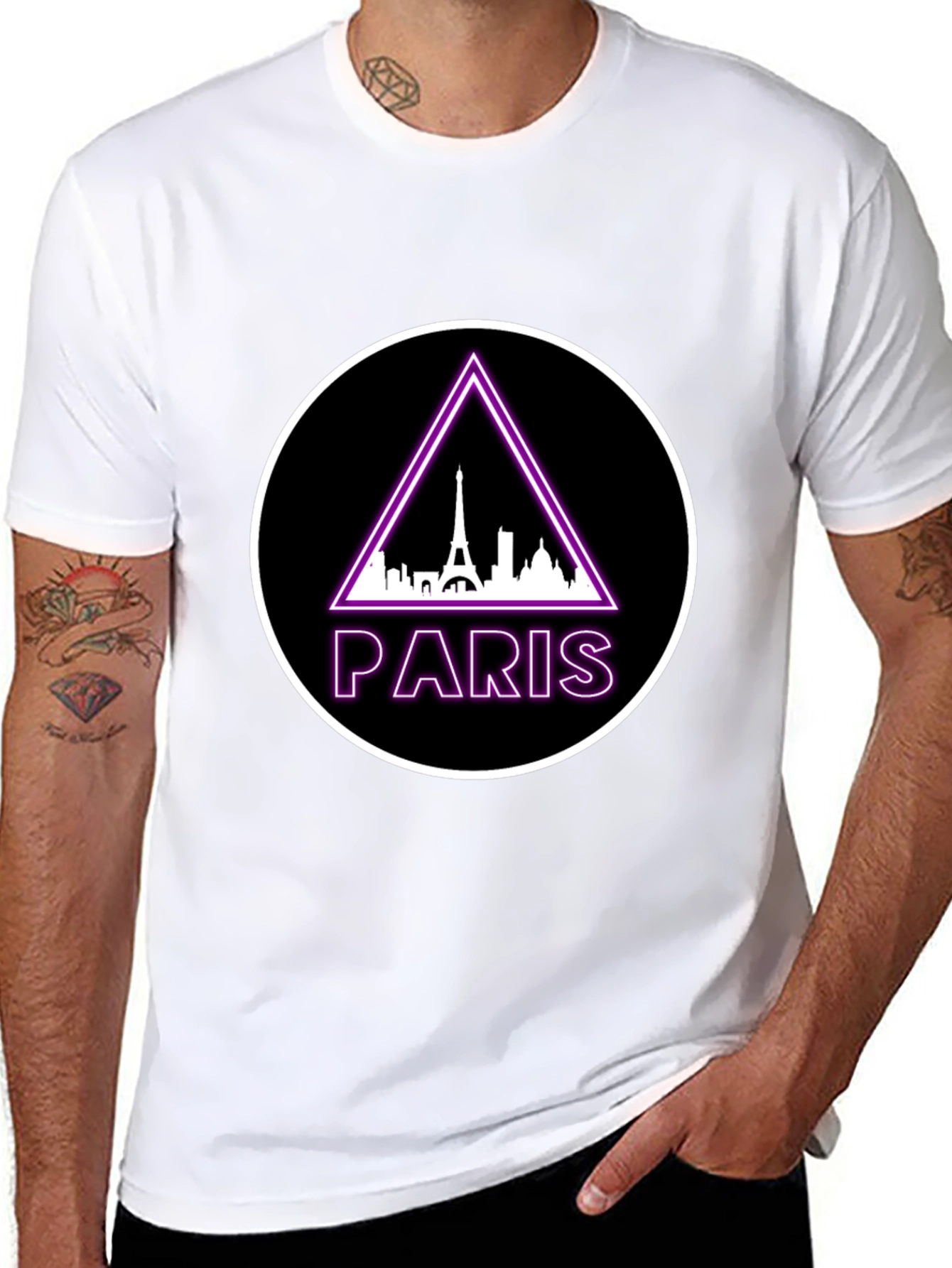 Paris Eiffel Tower Graphic Tee - Black