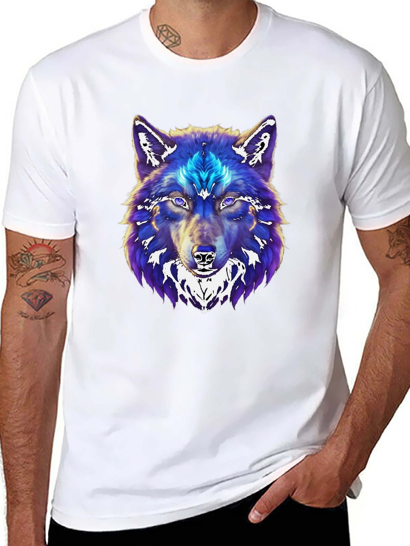 Wolf Graphic Print Black T-Shirt
