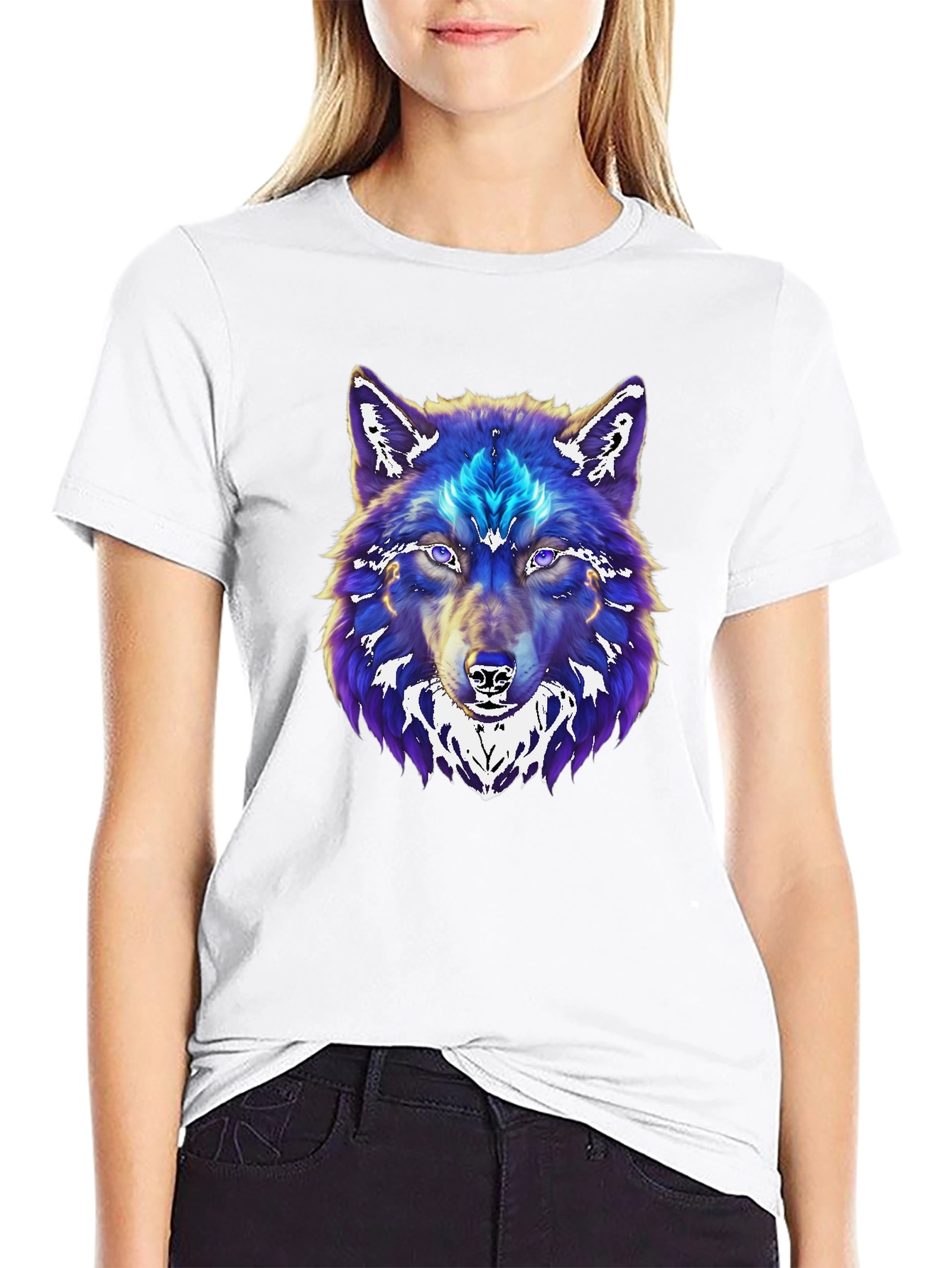 Wolf Graphic Print Black T-Shirt
