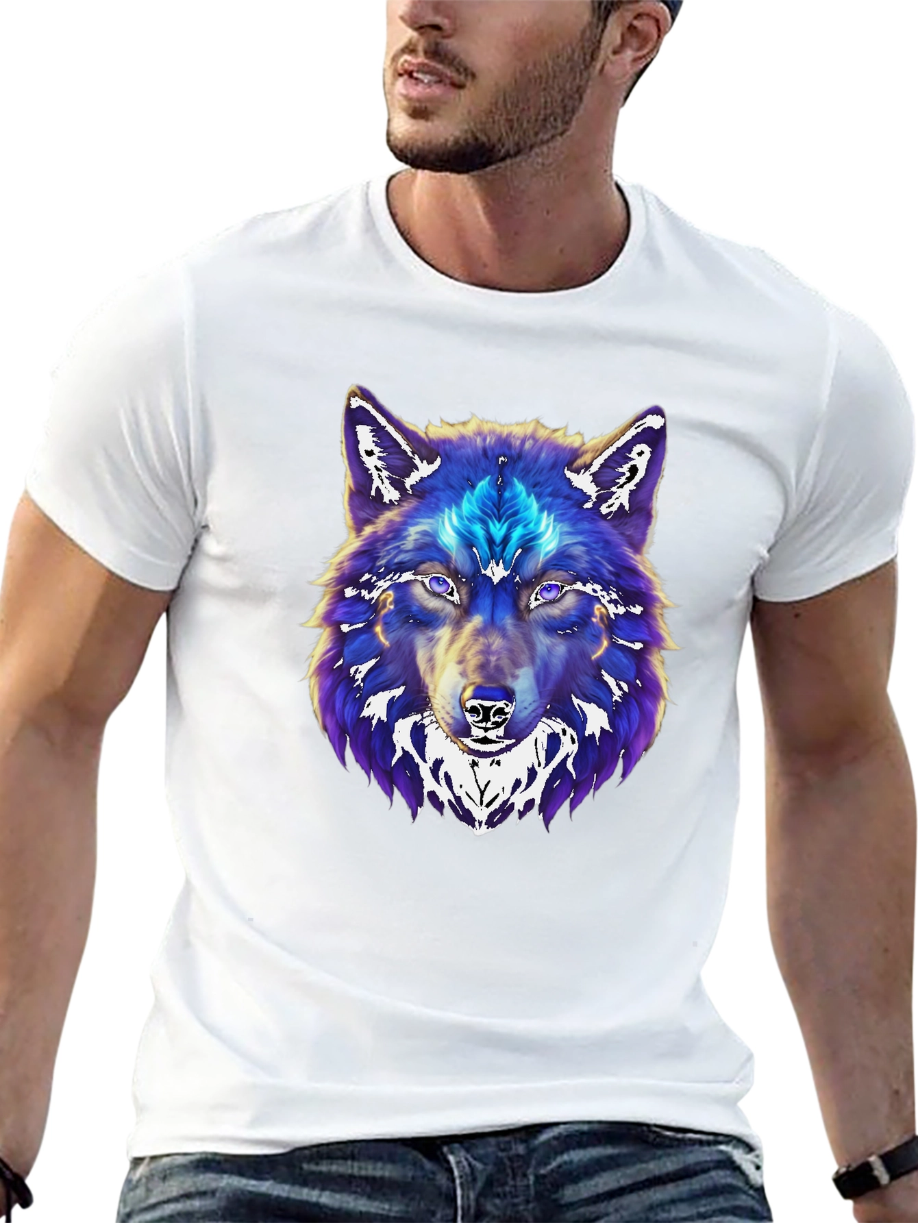 Wolf Graphic Print Black T-Shirt