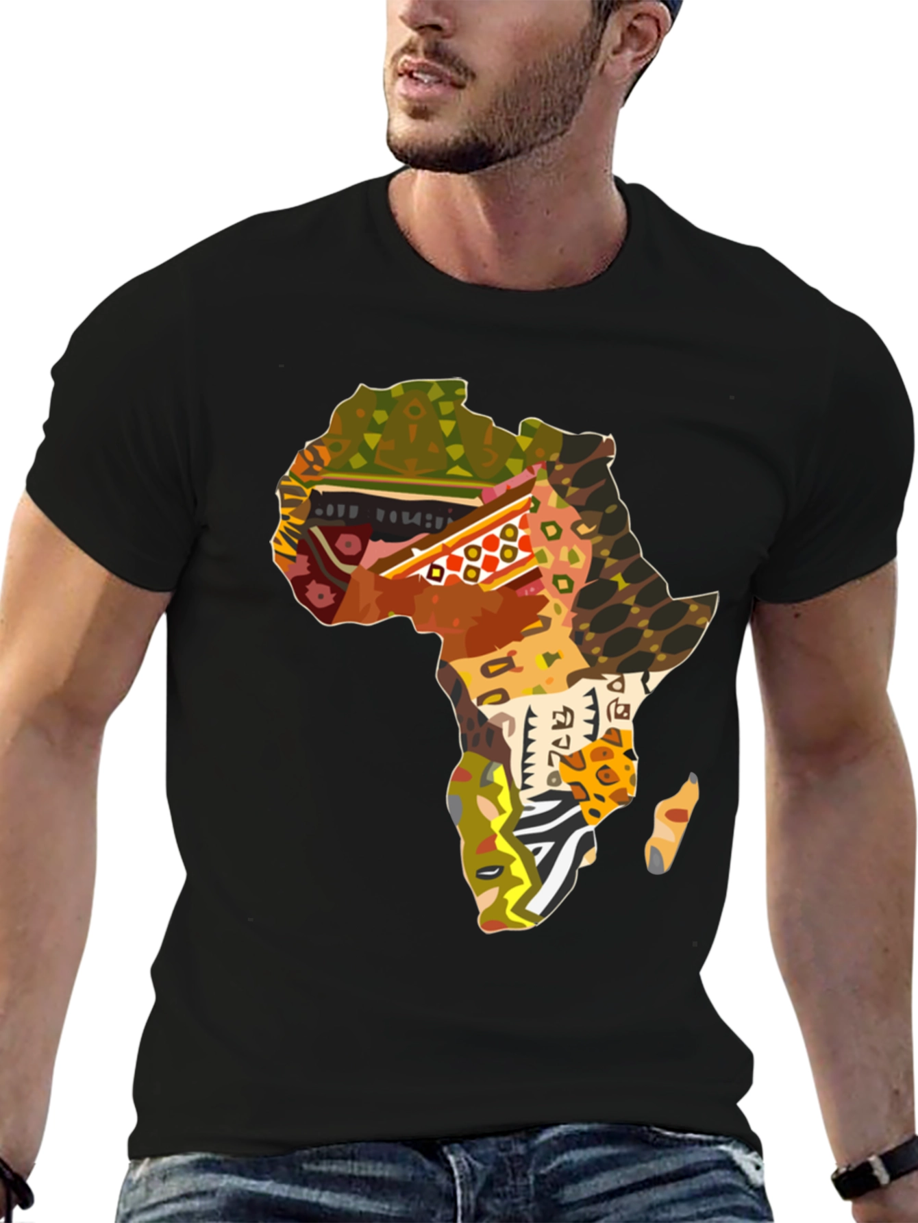 Africa Map Print Black T-Shirt