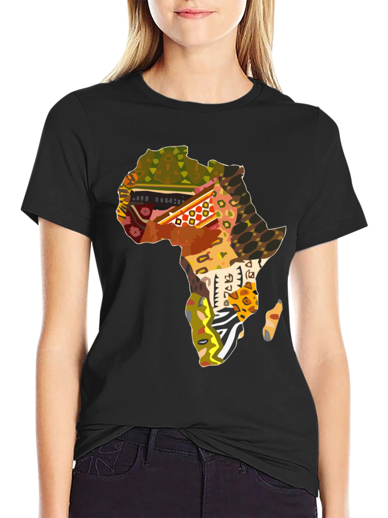 Africa Map Print Black T-Shirt