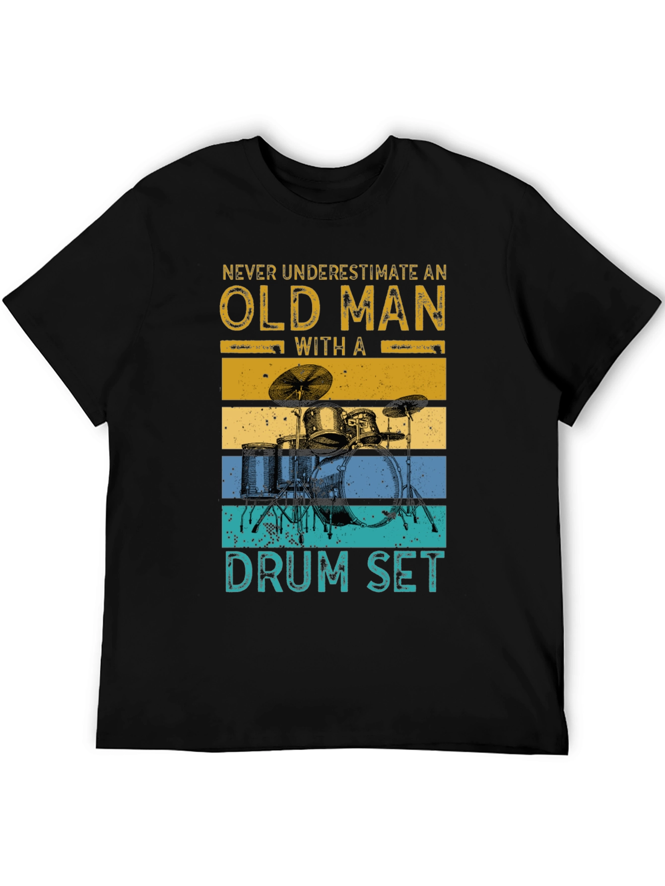 Old Man Drum Set Graphic Tee - Black
