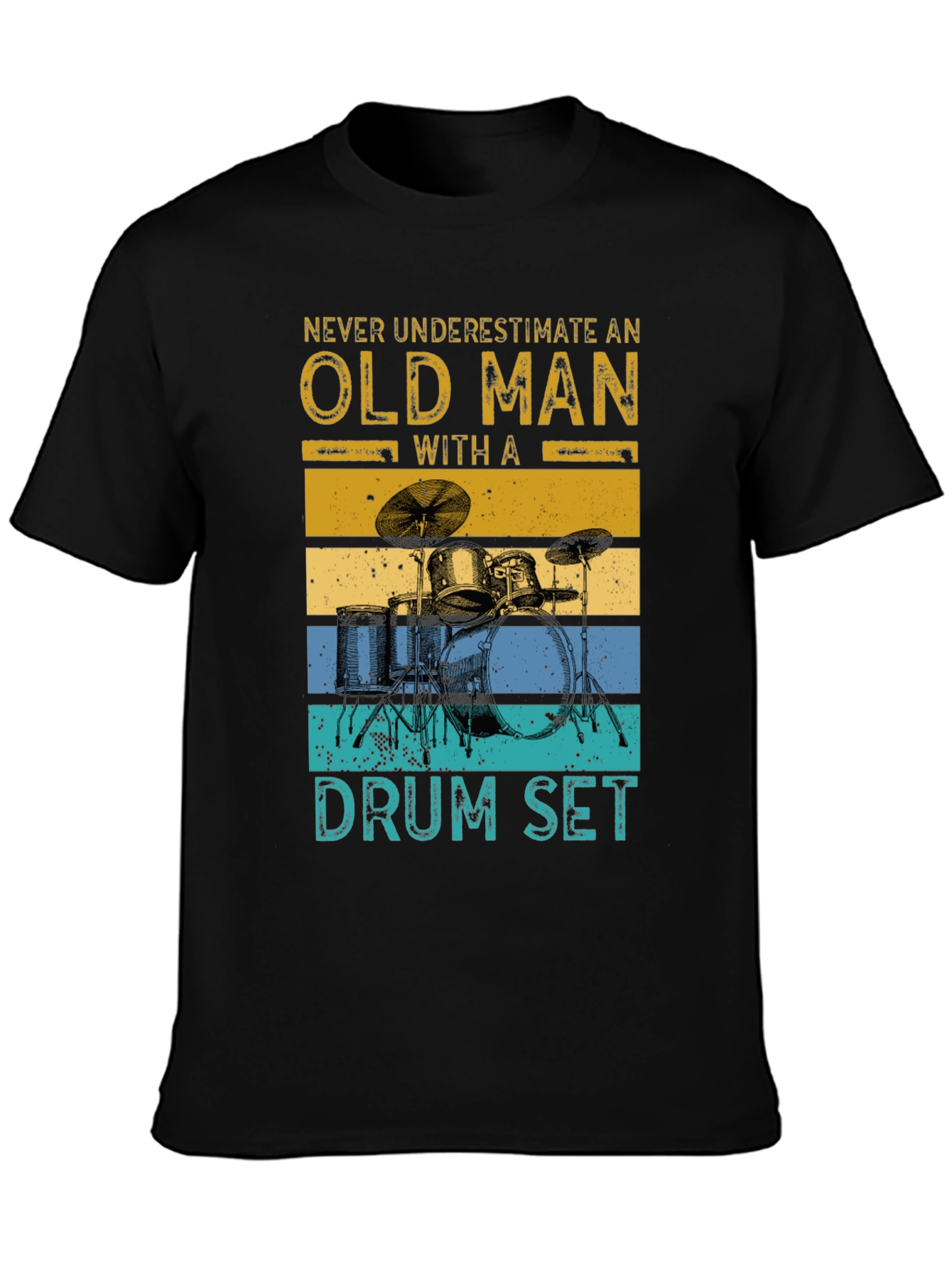 Old Man Drum Set Graphic Tee - Black