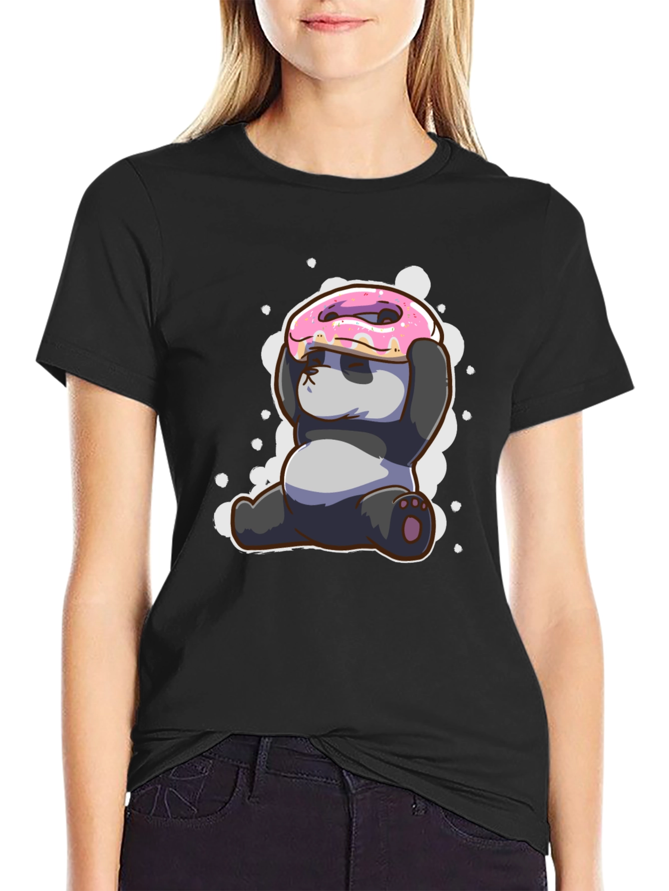 Funny Panda Donut T-Shirt - Cute Cartoon Tee