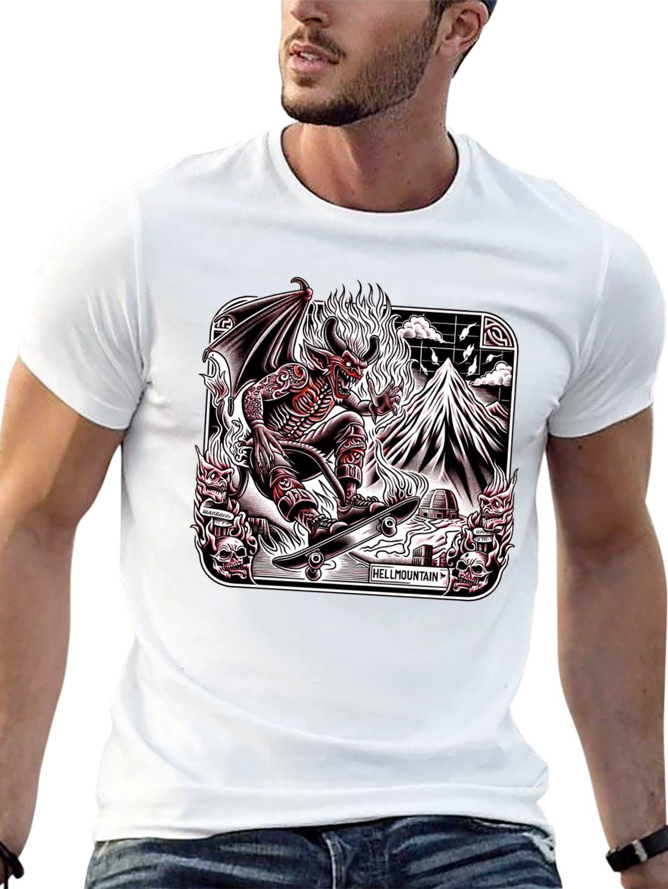 Hellmountain T-Shirt Devil Skateboarding Design