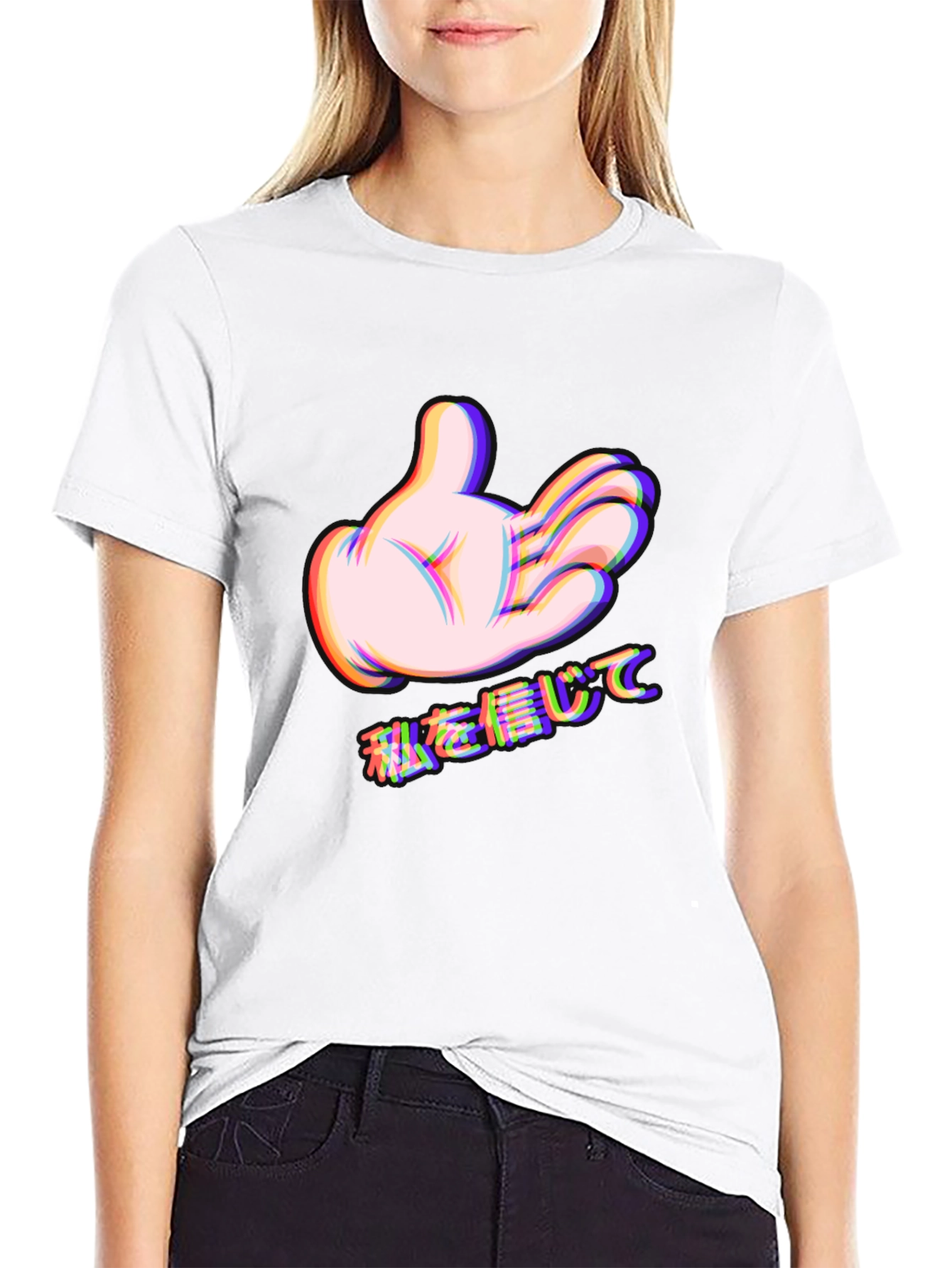 Cartoon Hand Graphic Black Tee - Trust Me Design