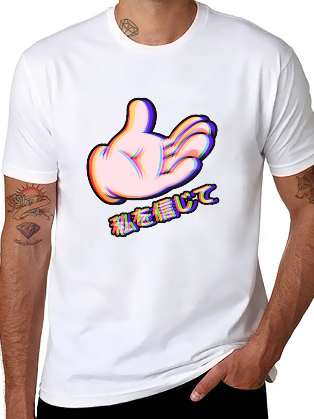 Cartoon Hand Graphic Black Tee - Trust Me Design