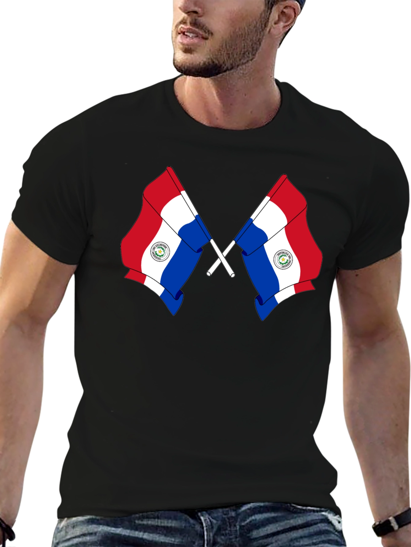 Paraguay Flag Graphic Tee - Black
