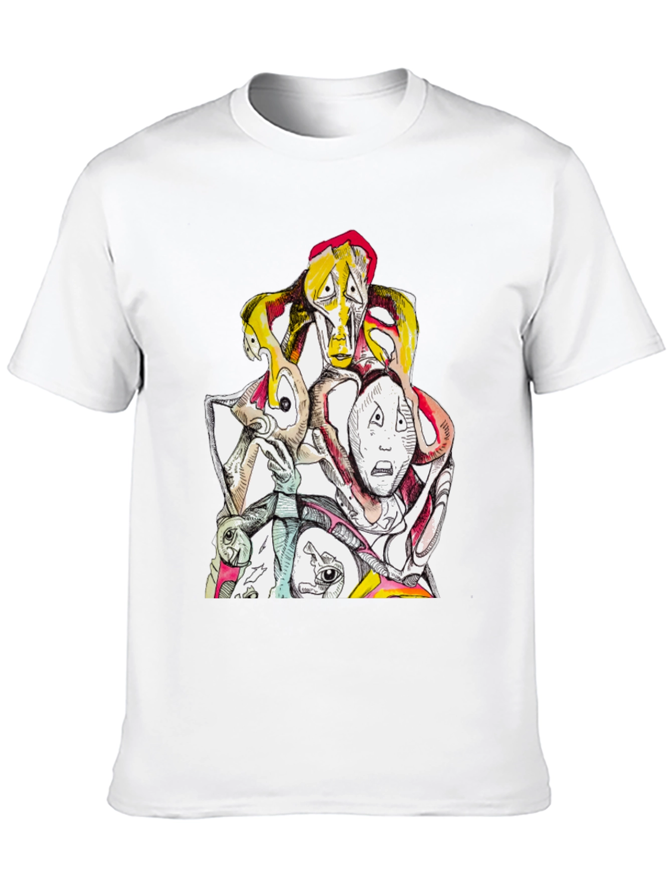 Abstract Faces Graphic Tee - Unique Design