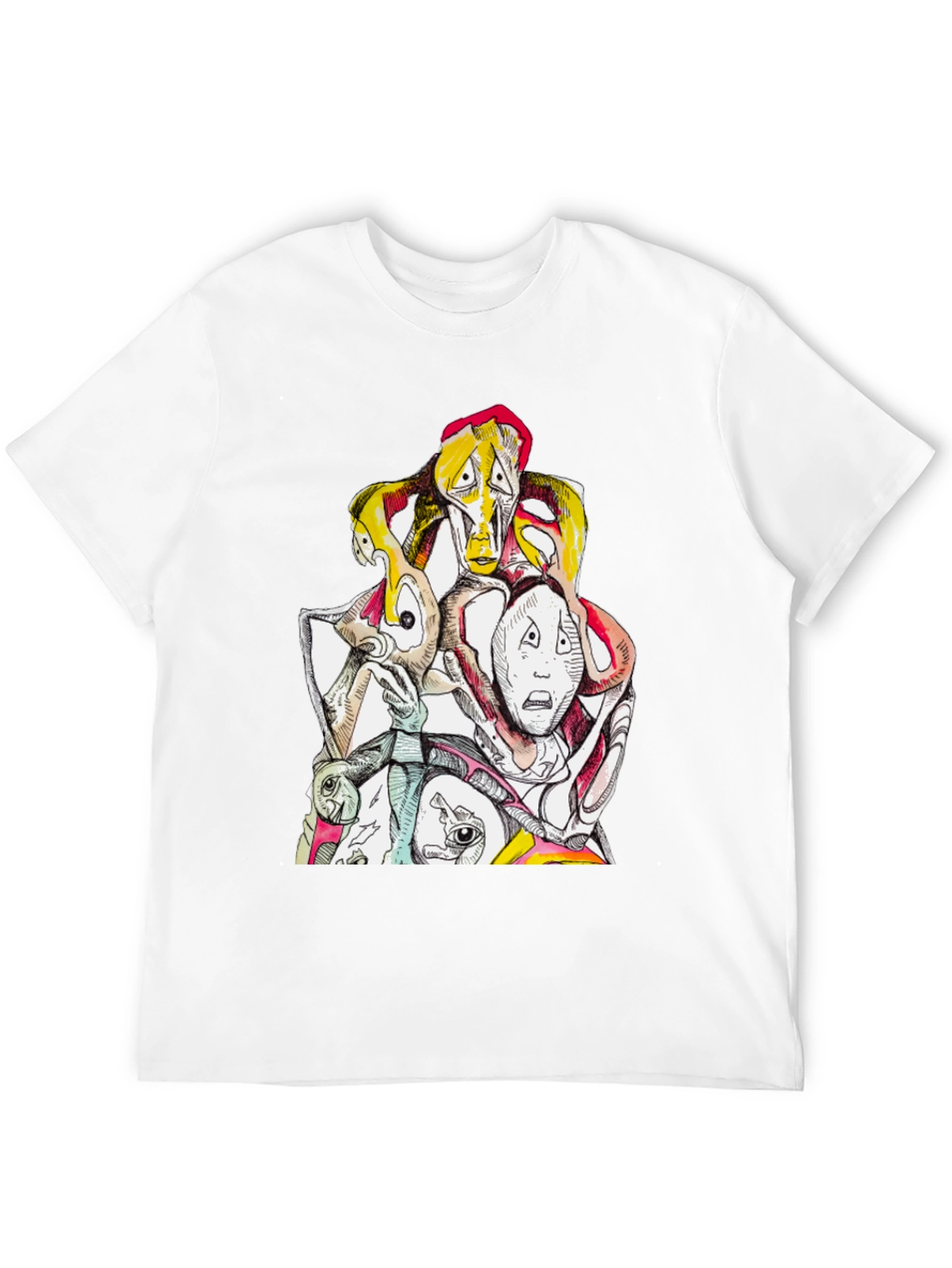 Abstract Faces Graphic Tee - Unique Design
