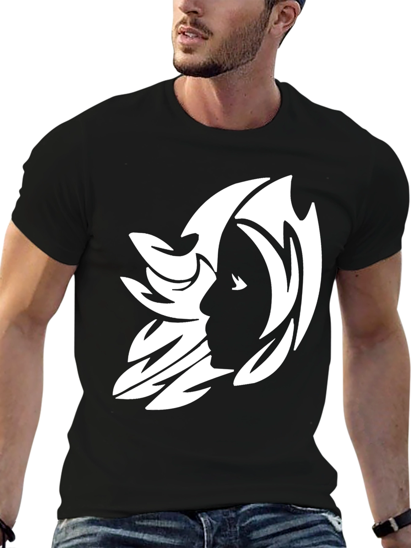 Abstract Silhouette Graphic Tee - Black