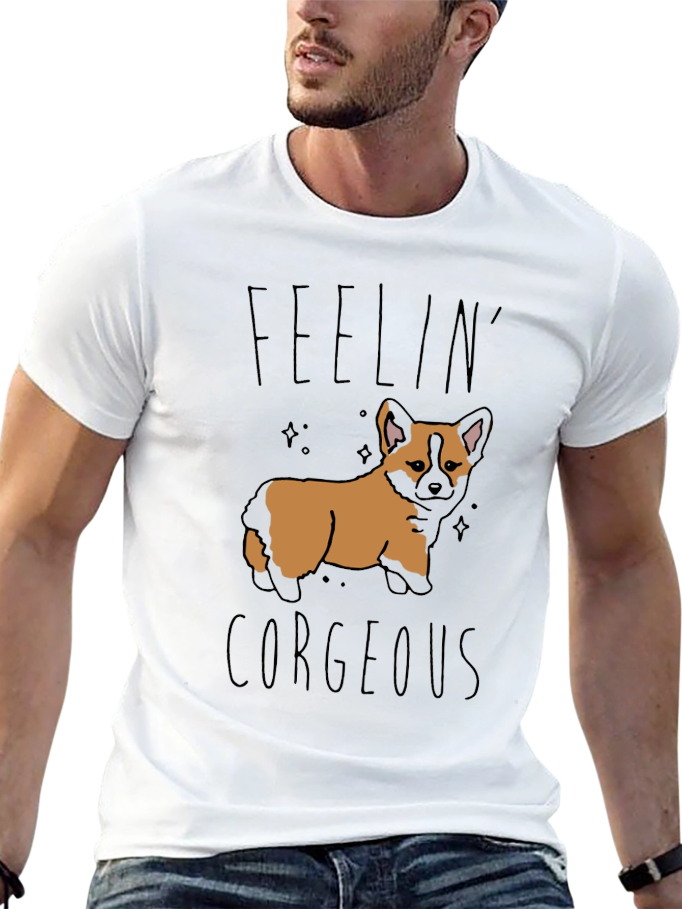Feelin Corgeous Dog Graphic T-Shirt
