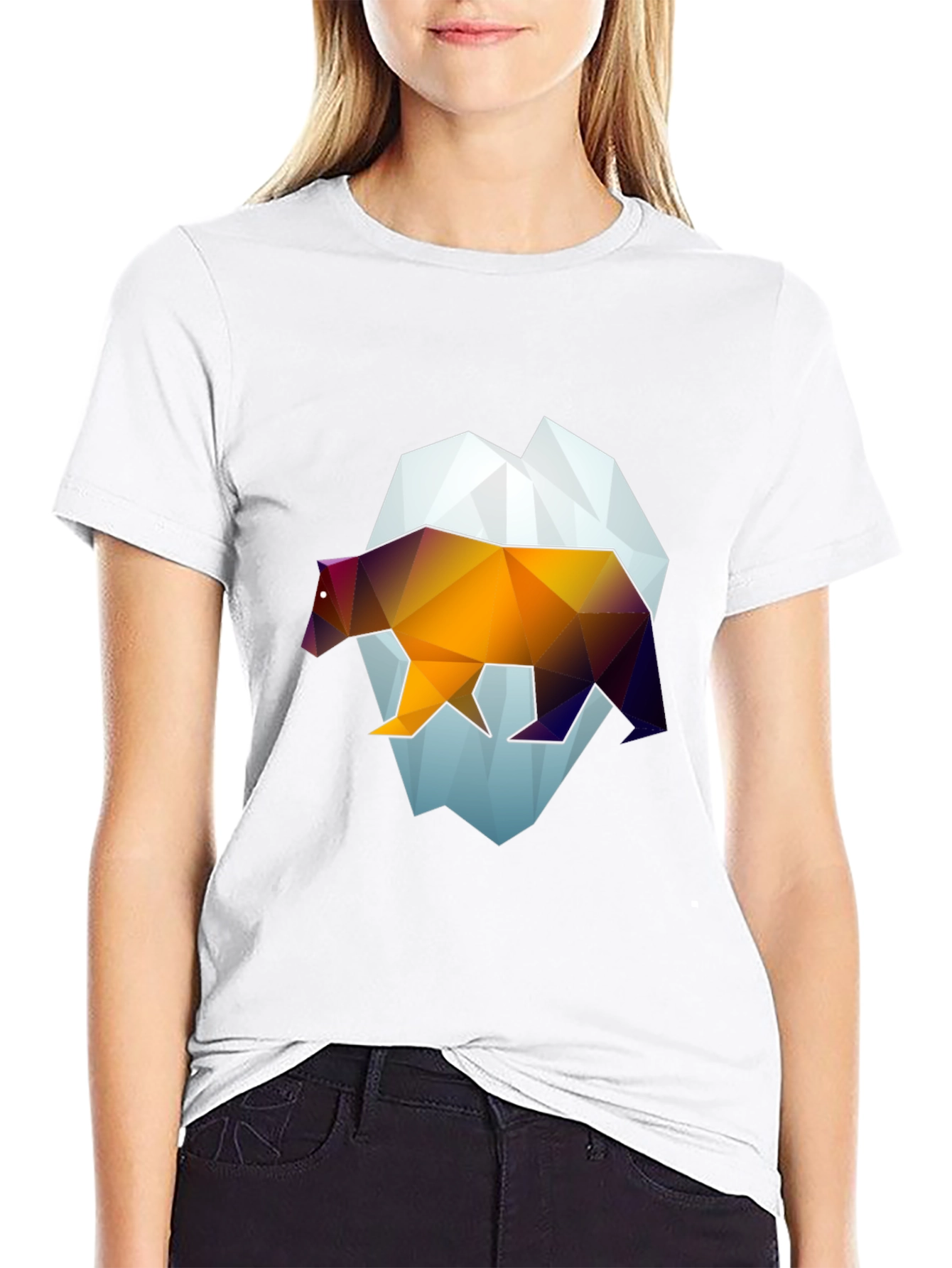 Geometric Bear Graphic Tee - Modern Black T-Shirt