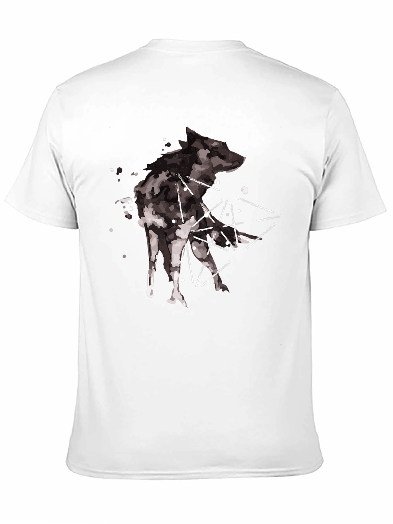 Abstract Wolf Graphic Black T-Shirt