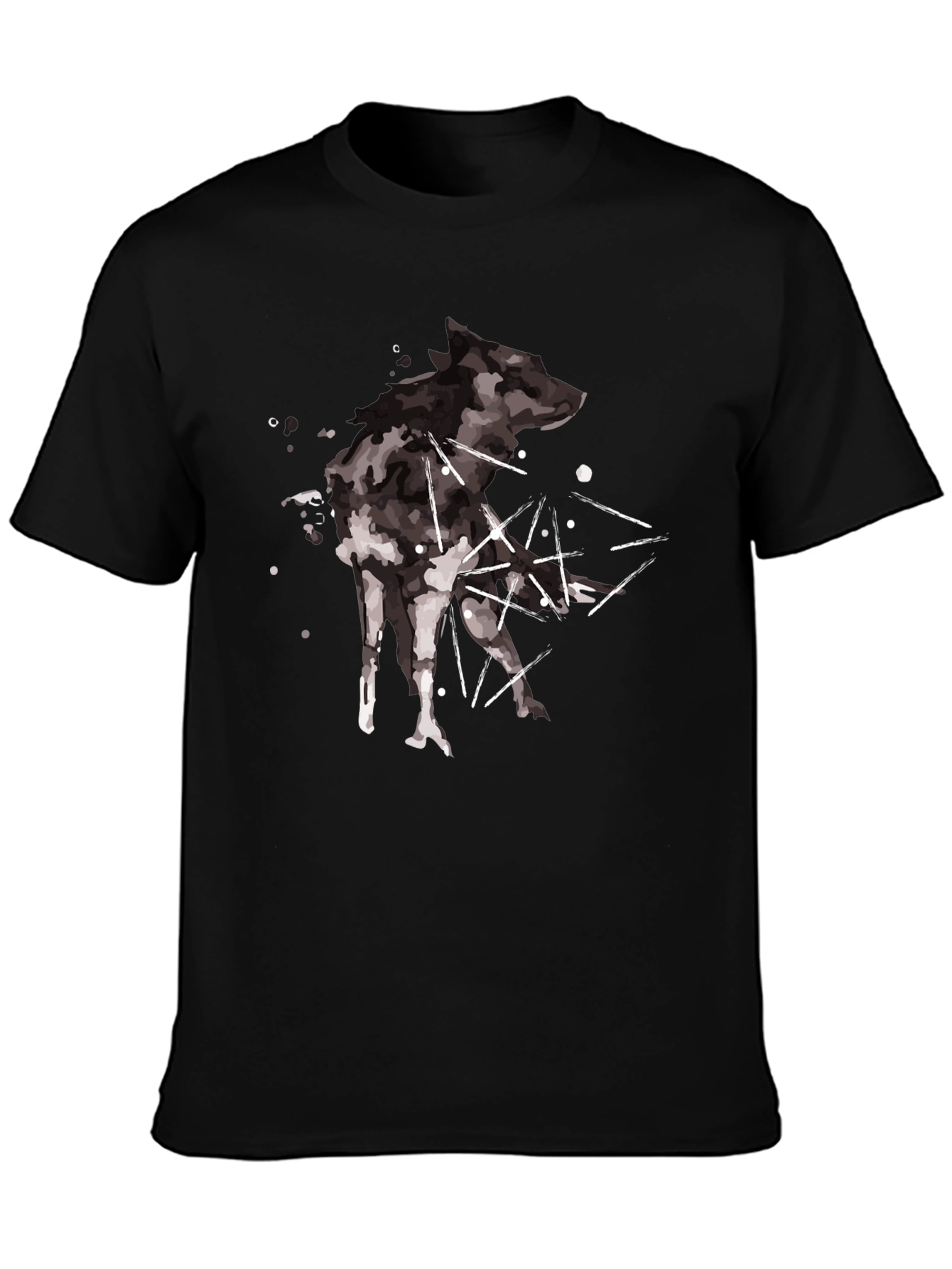Abstract Wolf Graphic Black T-Shirt
