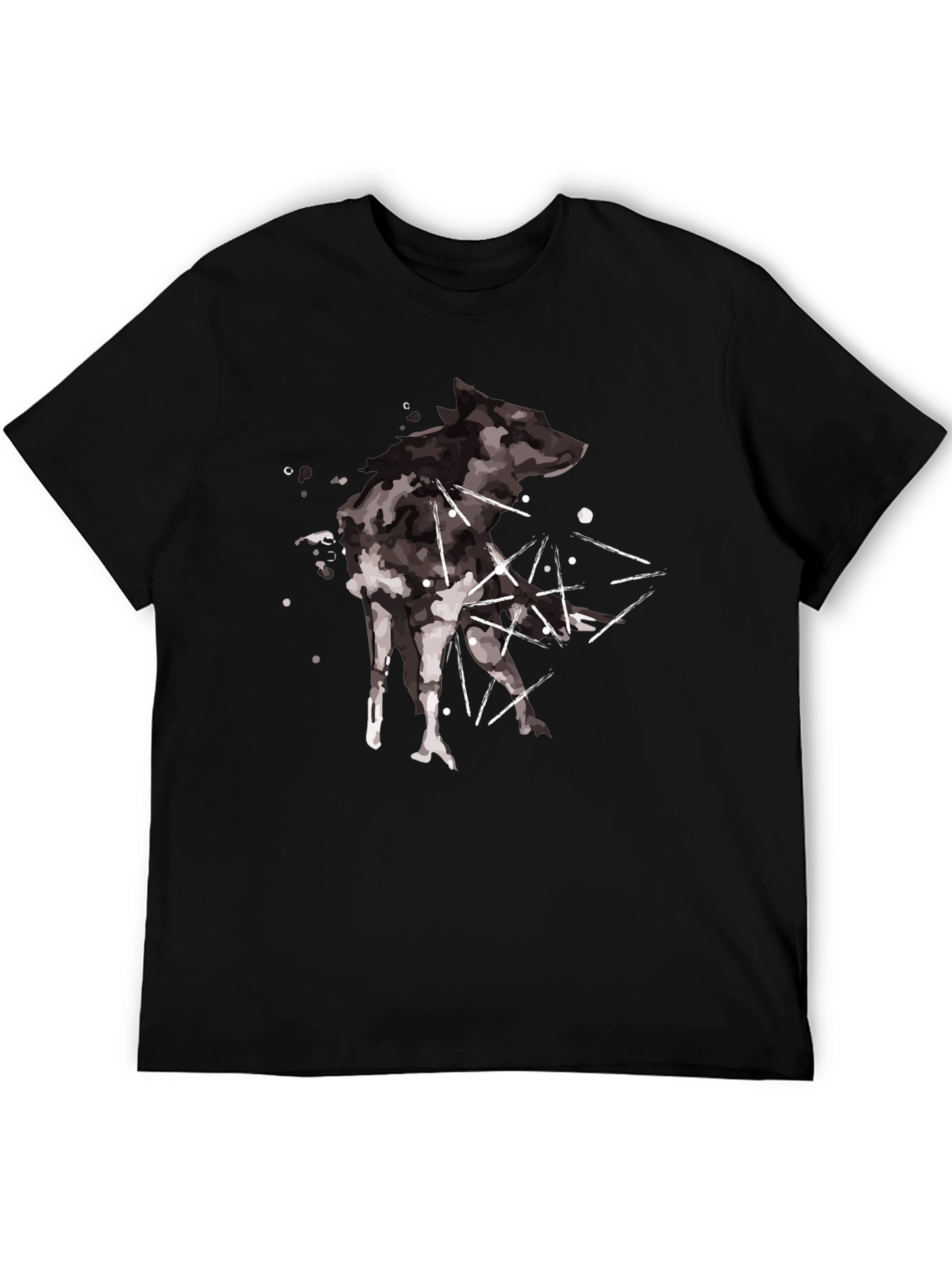 Abstract Wolf Graphic Black T-Shirt